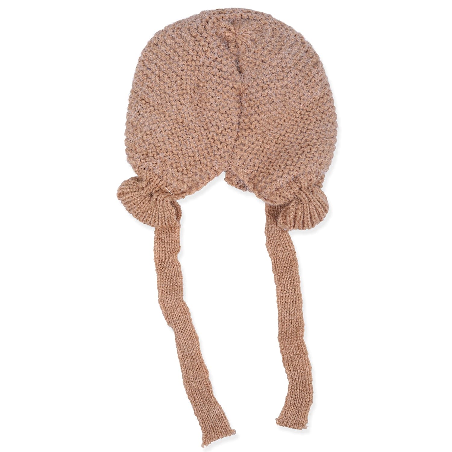 Baby Moo 3D Orange Ear With Tie Knot For Ear Cover Knitted Woolen Cap - Brown - Baby Moo