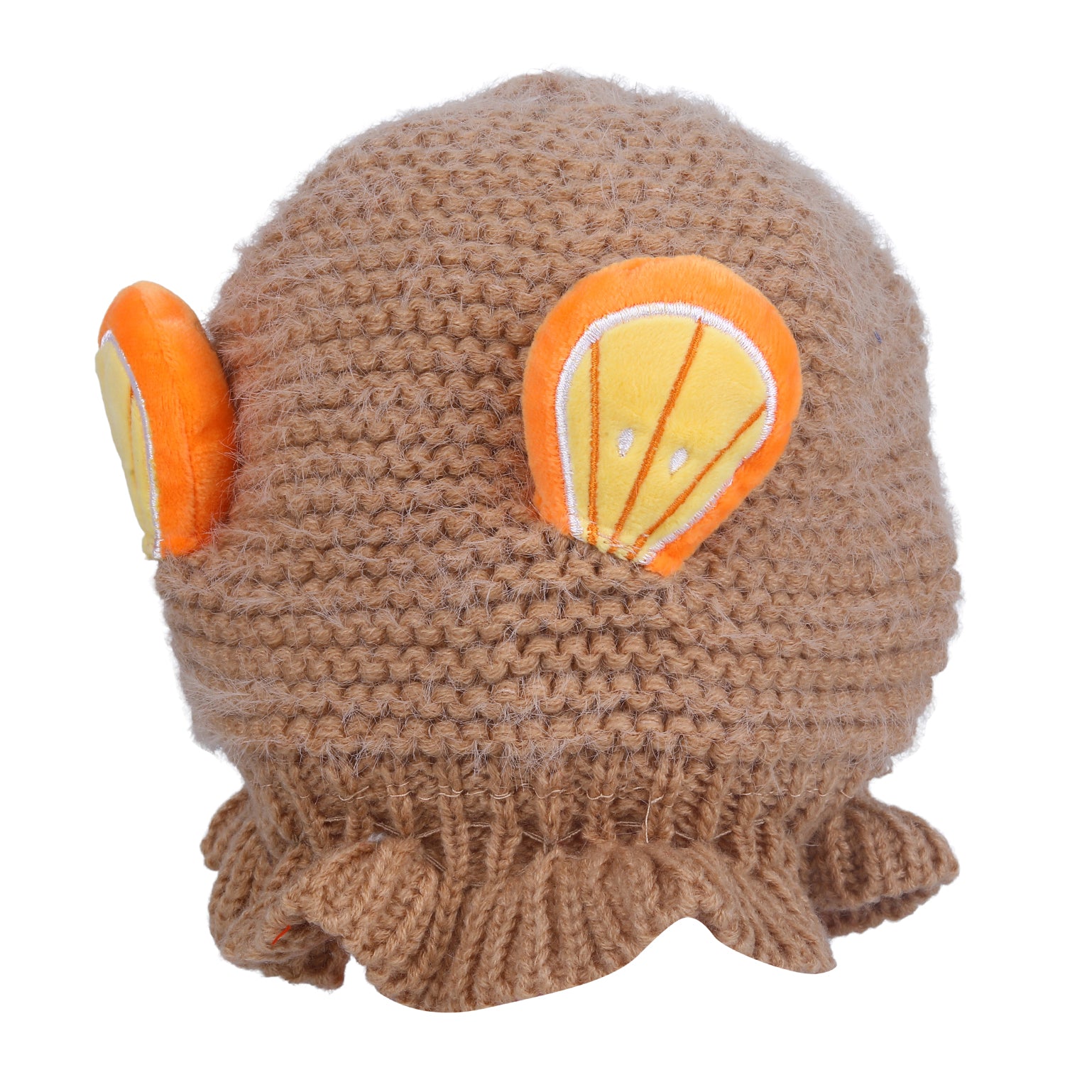 Baby Moo 3D Orange Ear With Tie Knot For Ear Cover Knitted Woolen Cap - Brown - Baby Moo