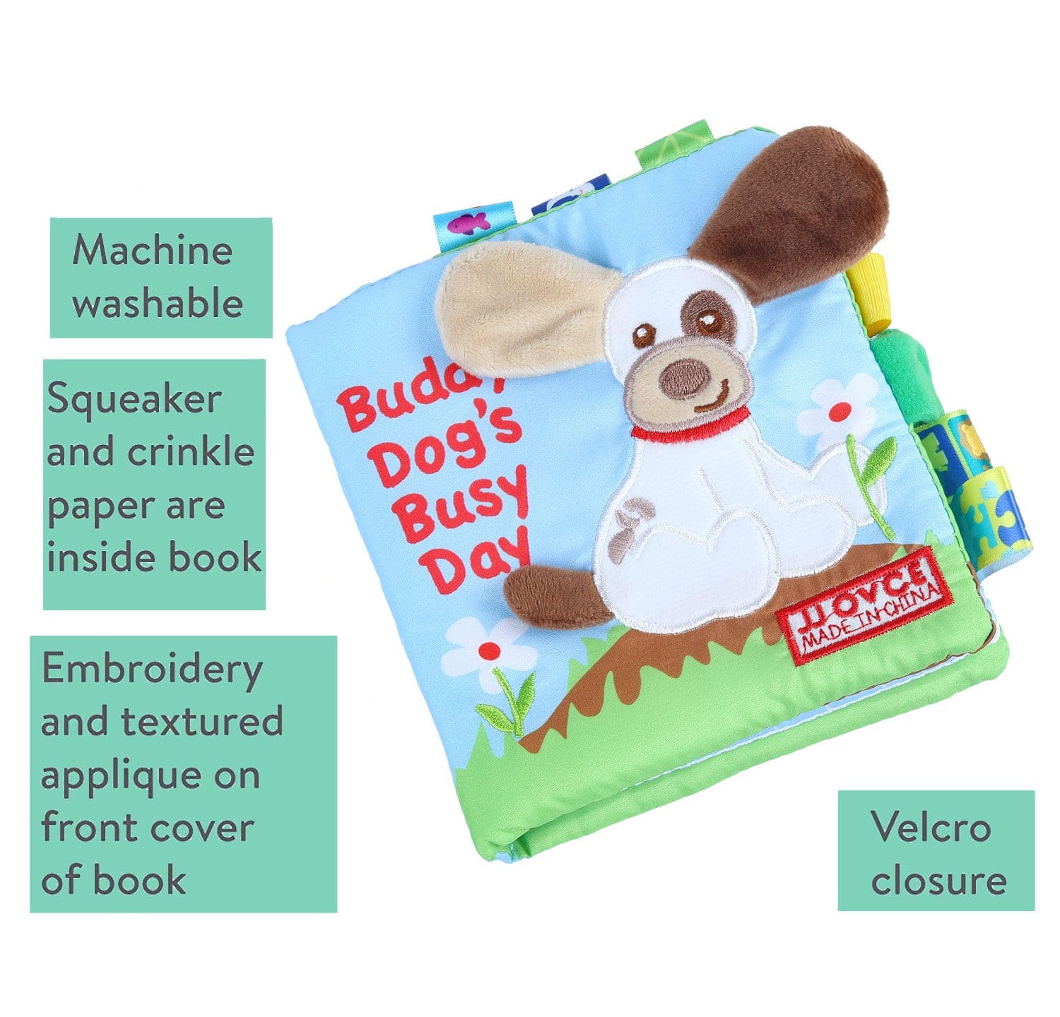 Buddy Dog Educational Learning 3D Cloth Book With Rustle Paper - Multicolour - Baby Moo