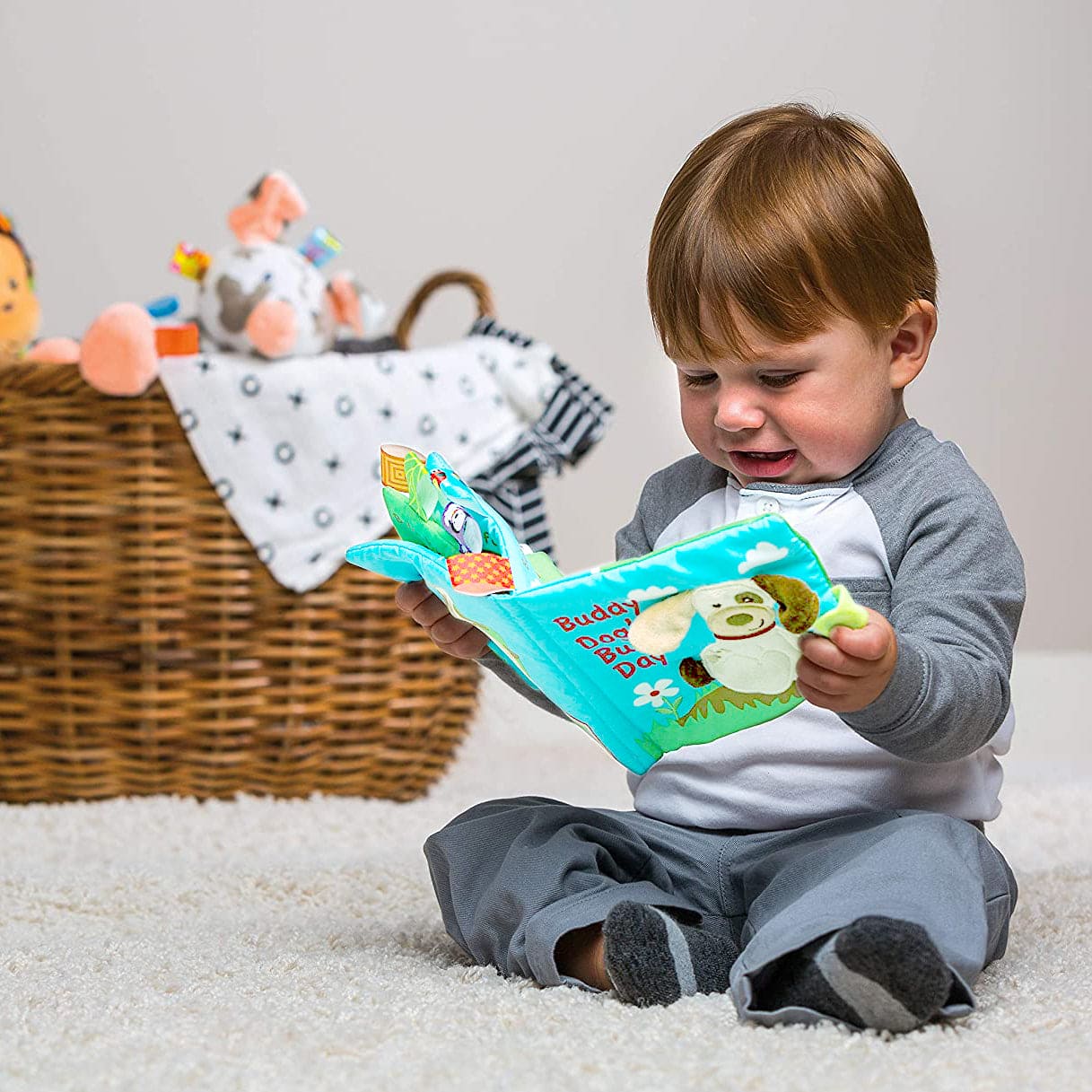 Buddy Dog Educational Learning 3D Cloth Book With Rustle Paper - Multicolour - Baby Moo