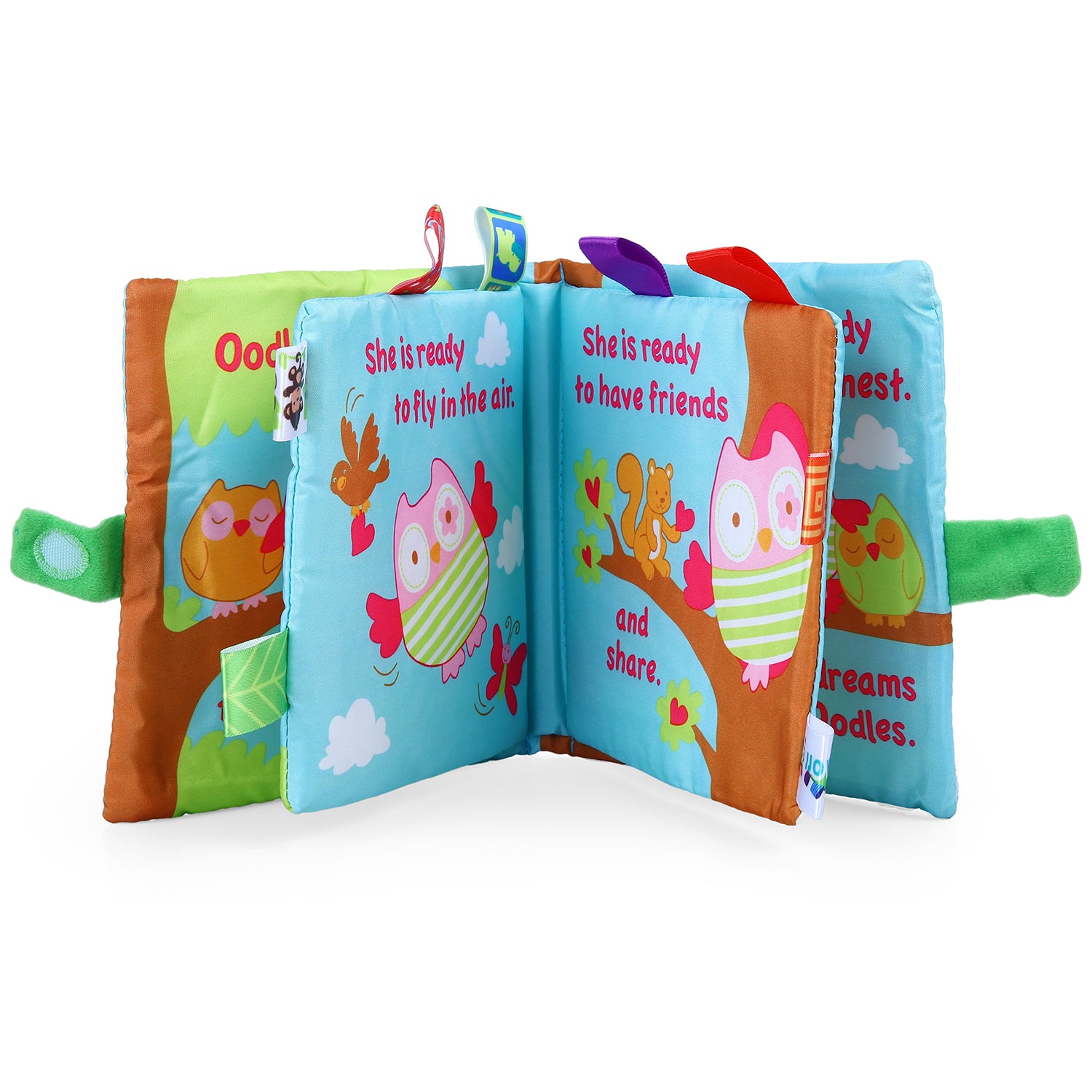 Oodles Owl Educational Learning 3D Cloth Book With Rustle Paper - Multicolour - Baby Moo