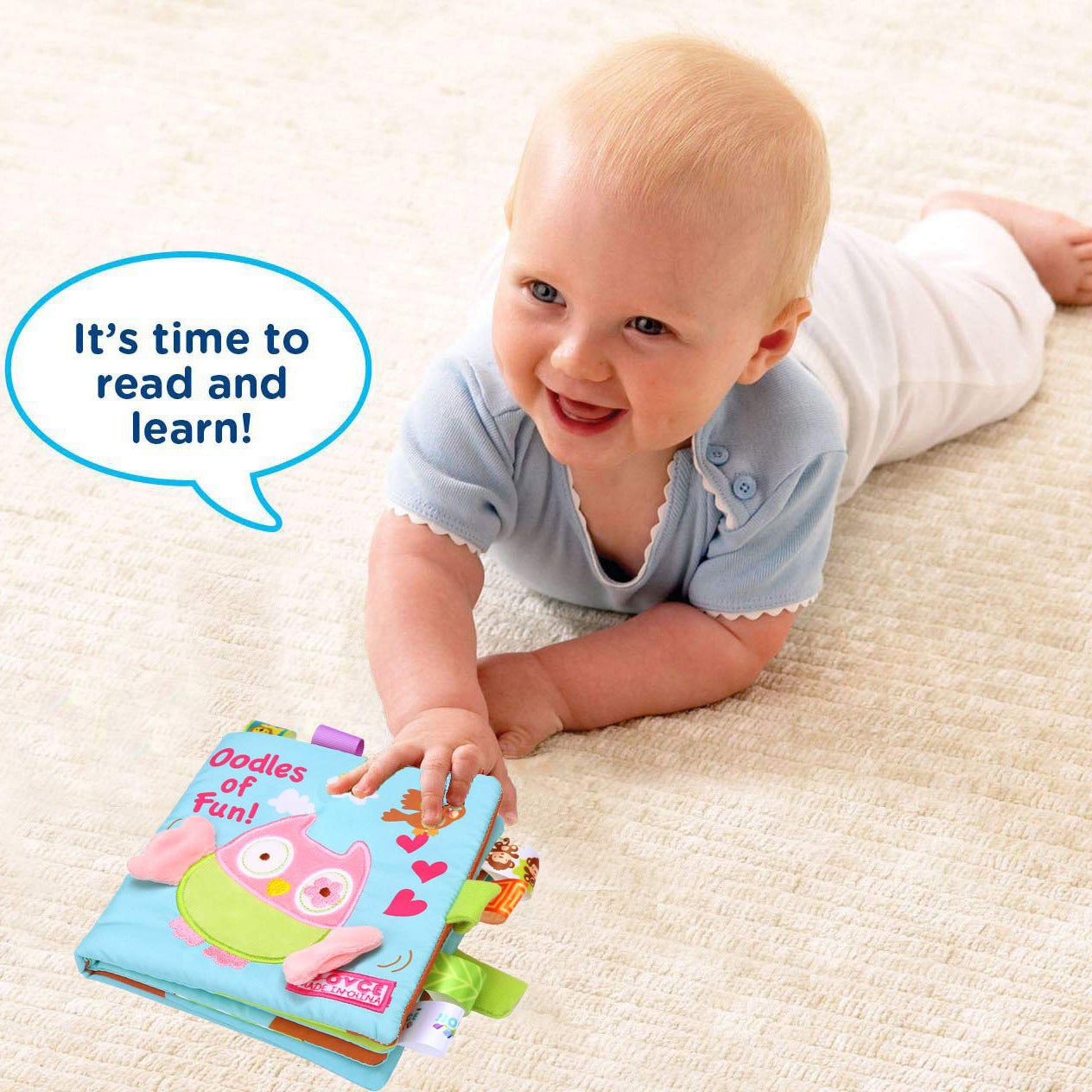 Oodles Owl Educational Learning 3D Cloth Book With Rustle Paper - Multicolour - Baby Moo