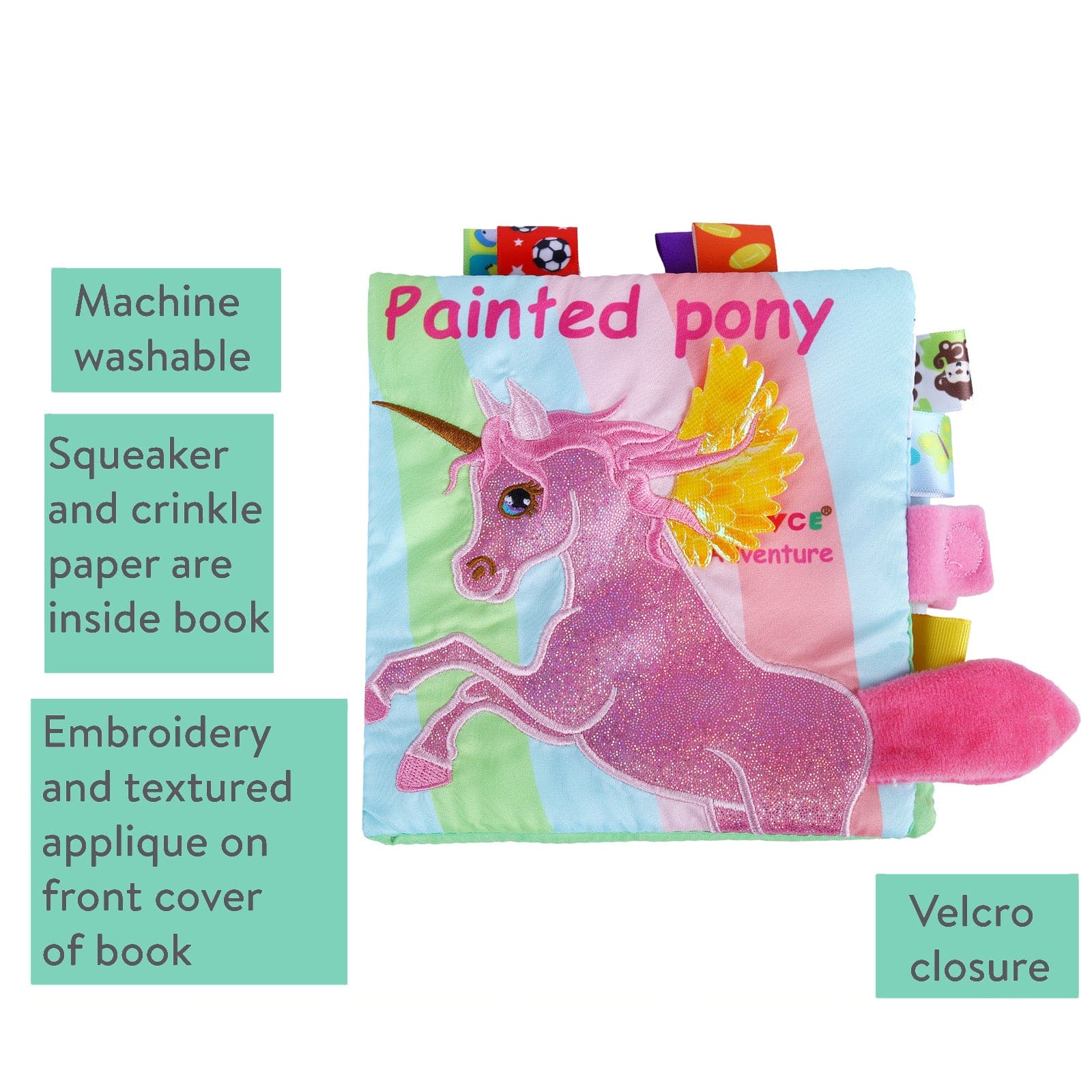 Painted Pony Educational Learning 3D Cloth Book With Rustle Paper - Multicolour - Baby Moo