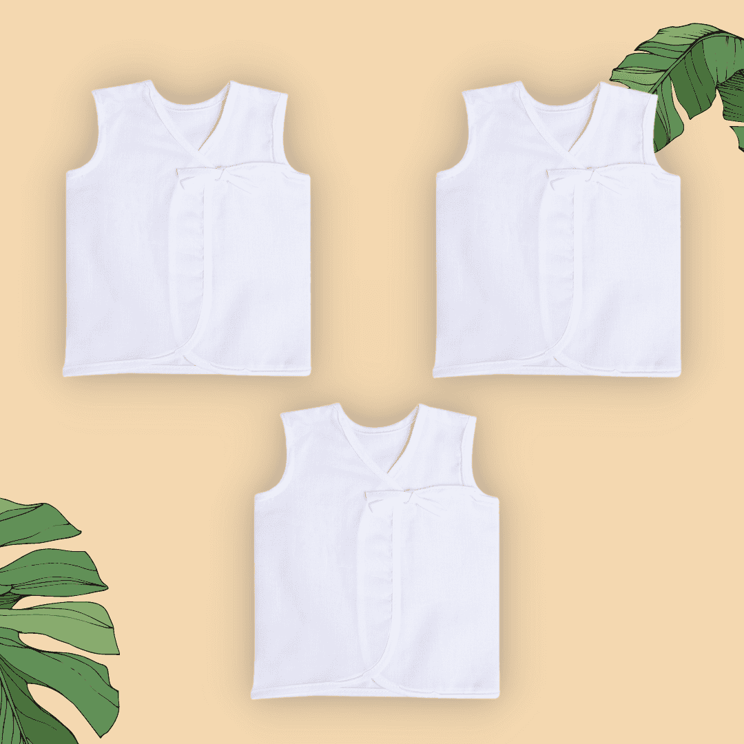 Babyhug 100% Cotton Woven Sleeveless Striped & Vehicles Printed Jhabla Pack of 3 - White & Yellow