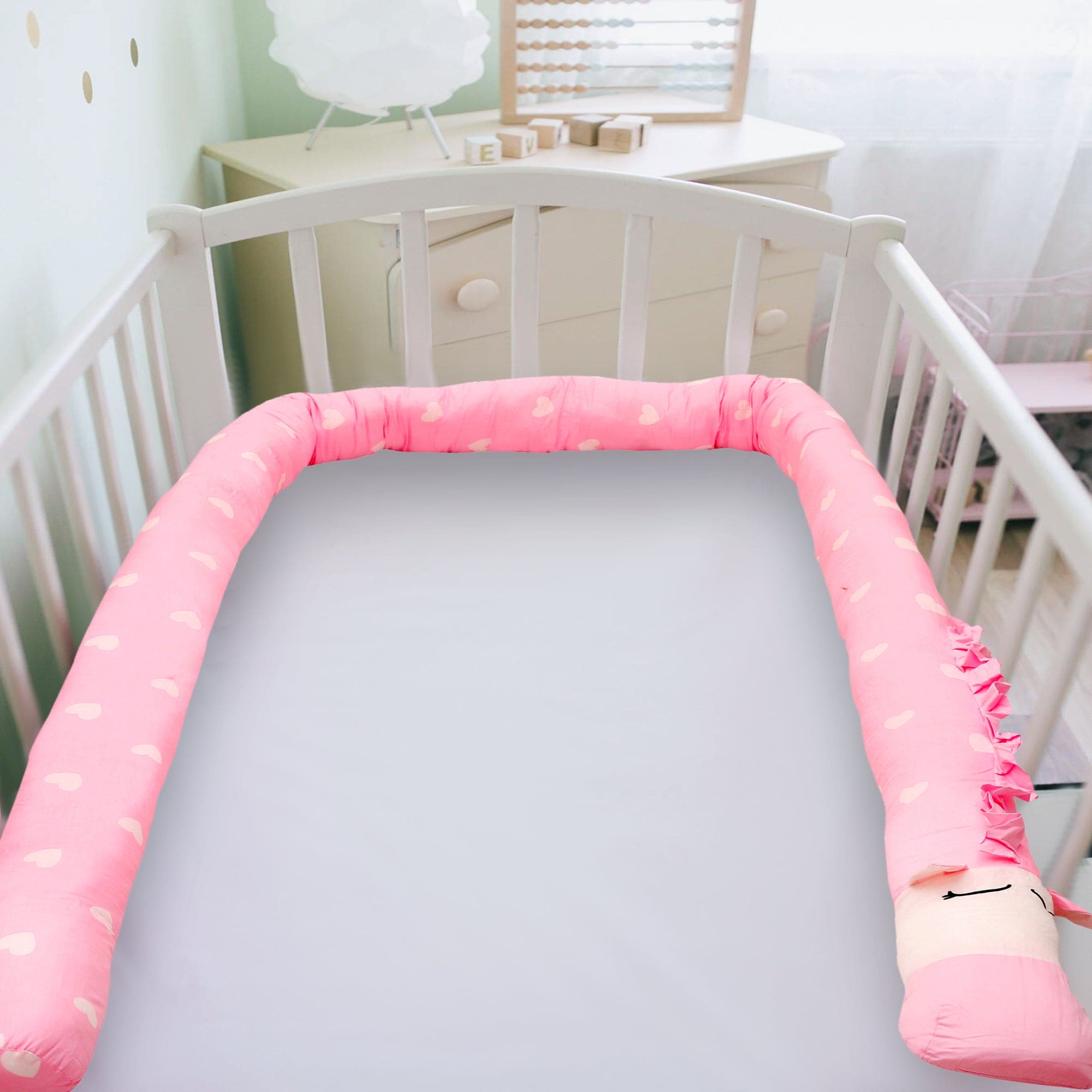 Sweetheart Pink Cot Bumper - Baby Moo