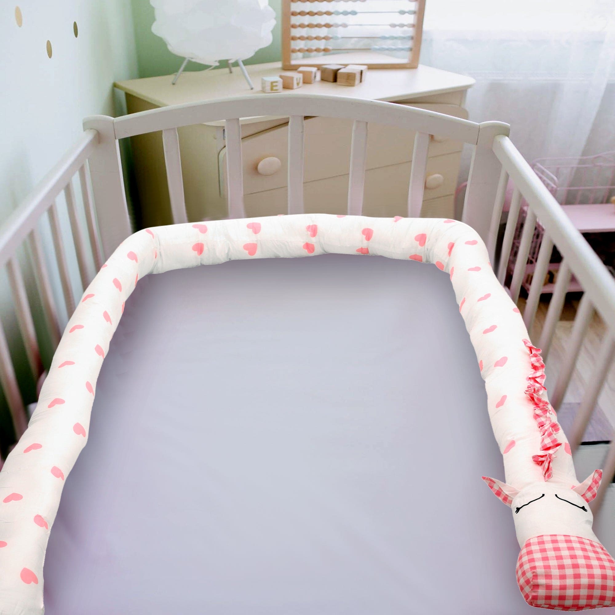 Sweetheart White Cot Bumper - Baby Moo