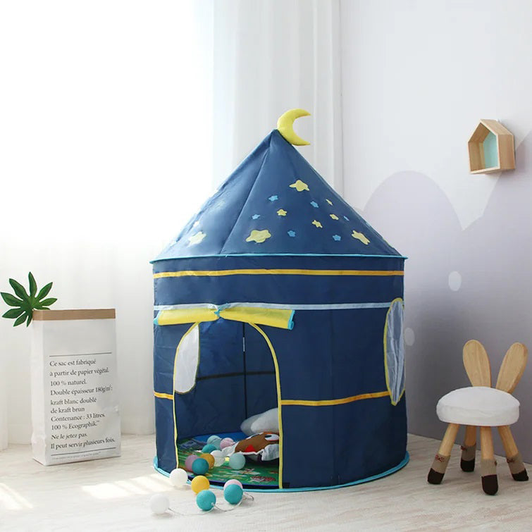 Playtime Foldable Tent House Moon And Stars - Blue - Baby Moo