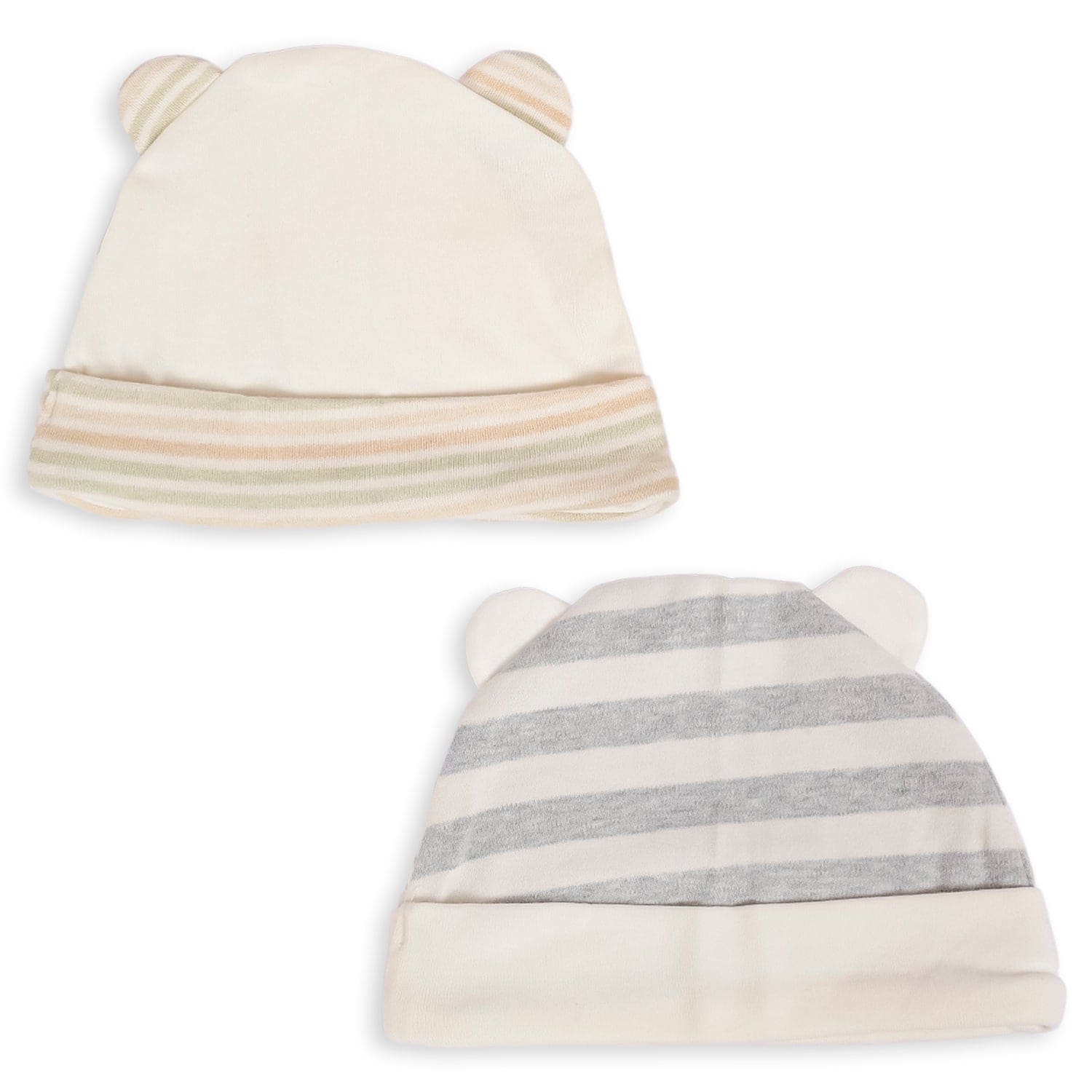 Caps Pack Of 2 Striped 3D Ears Beige - Baby Moo