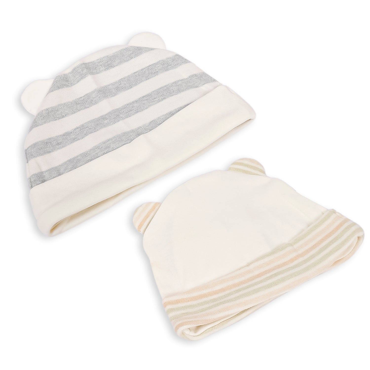 Caps Pack Of 2 Striped 3D Ears Beige - Baby Moo