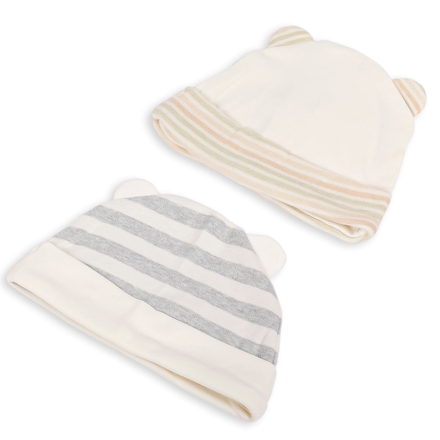 Caps Pack Of 2 Striped 3D Ears Beige - Baby Moo