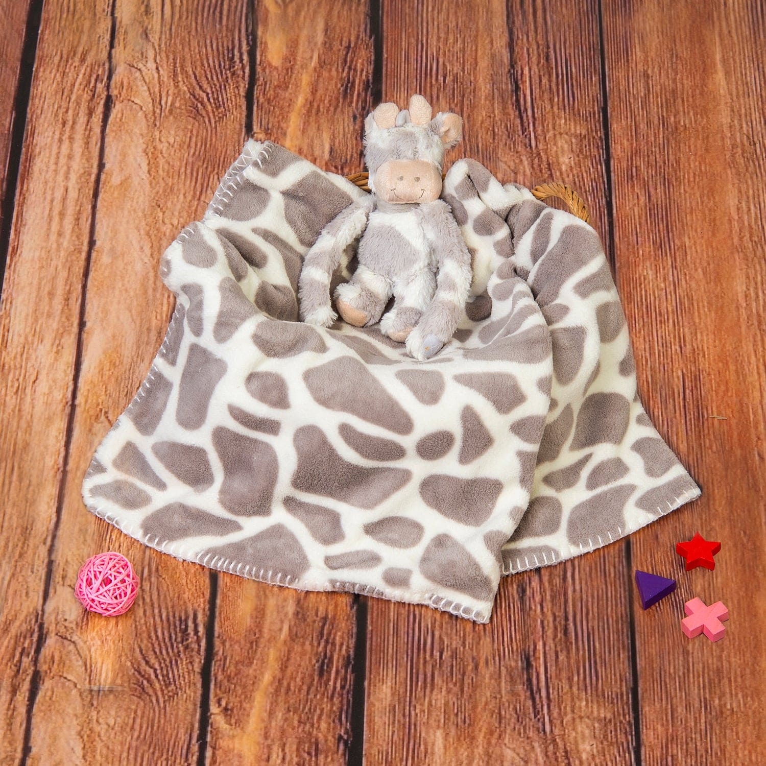 Giraffe Spots Soft Cozy Plush Toy Blanket Grey - Baby Moo
