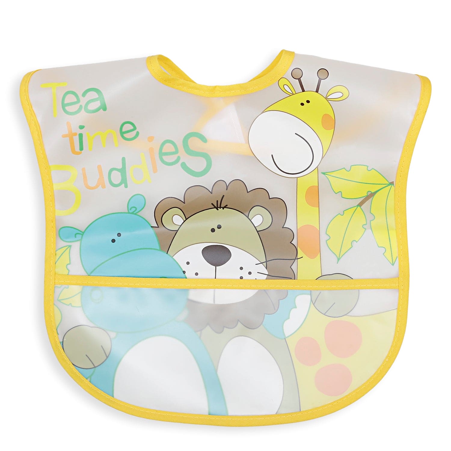 Crumb Catcher Waterproof Feeding Bib Animal Buddies Blue - Baby Moo