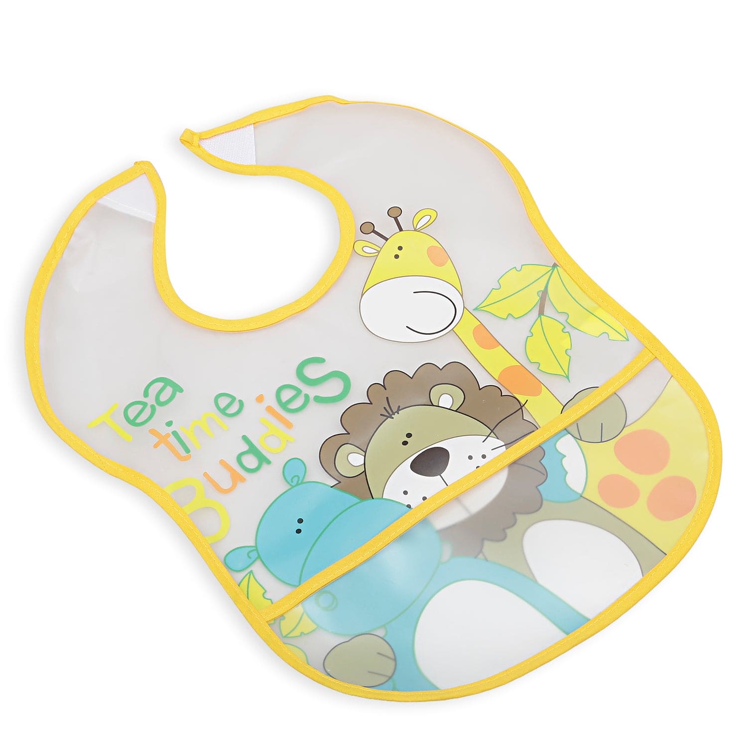 Crumb Catcher Waterproof Feeding Bib Animal Buddies Blue - Baby Moo