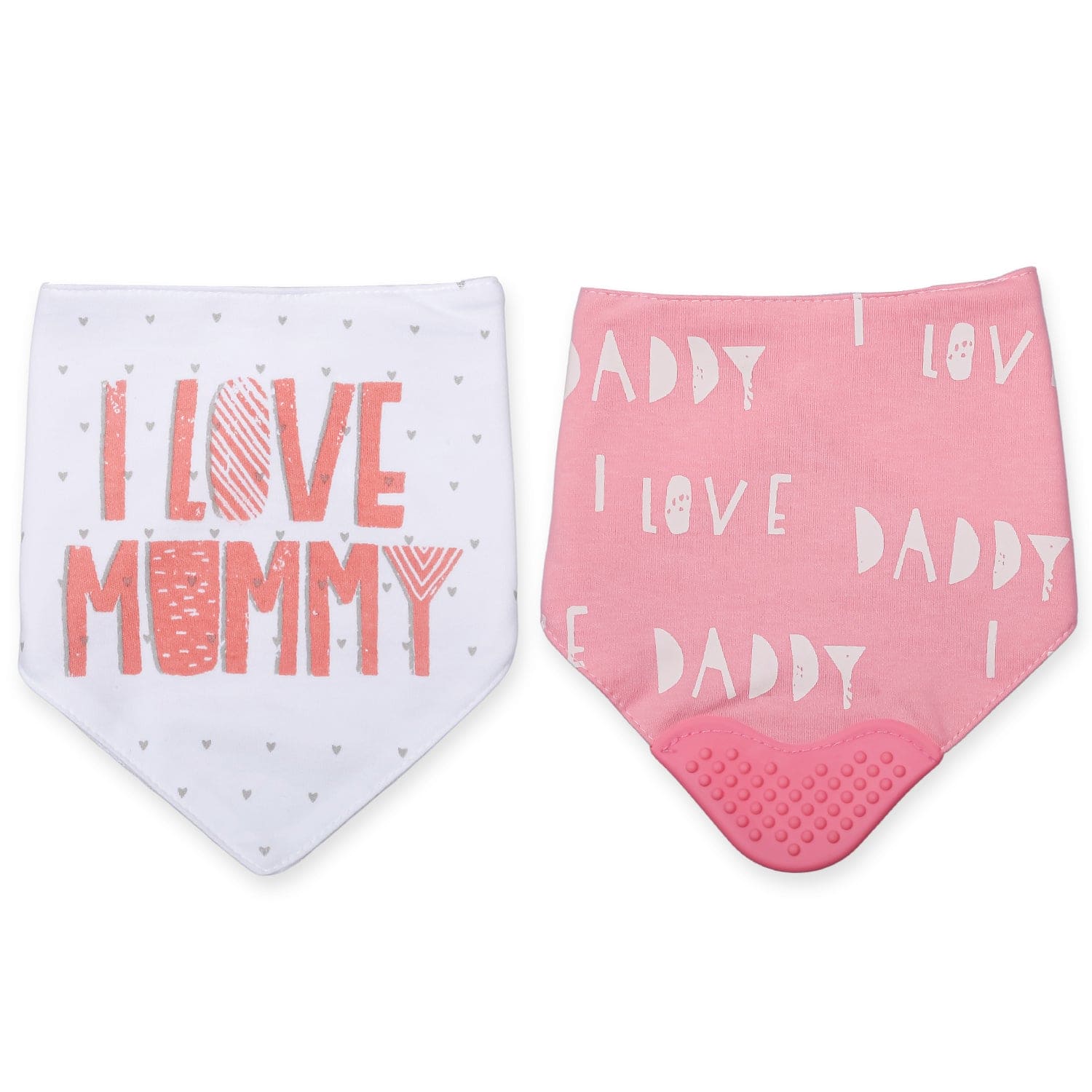 Feeding Bandana Bibs Pack Of 2 I Love Mummy White And Pink - Baby Moo
