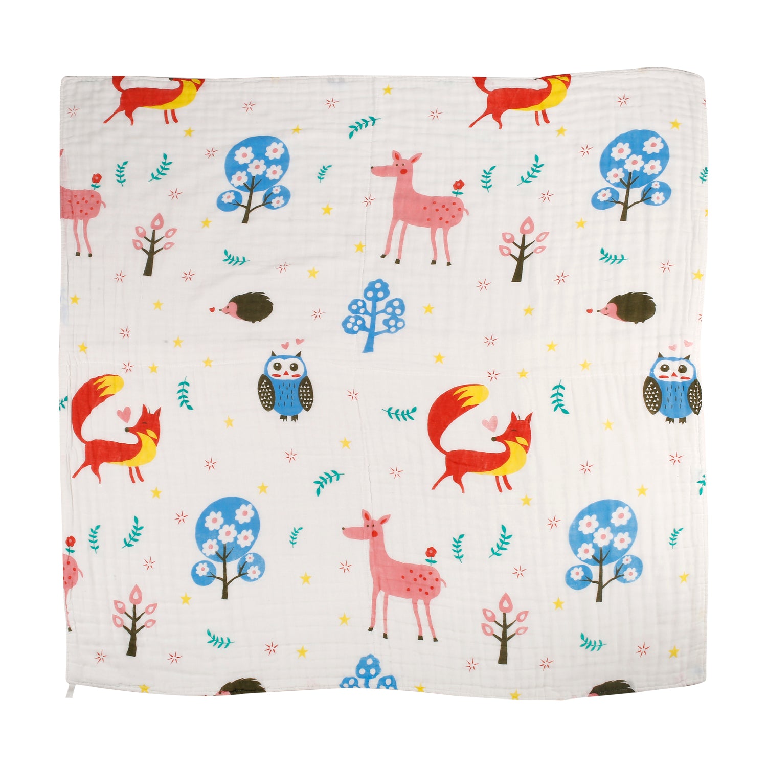 Forest Friends White Medium Muslin Blanket - Baby Moo