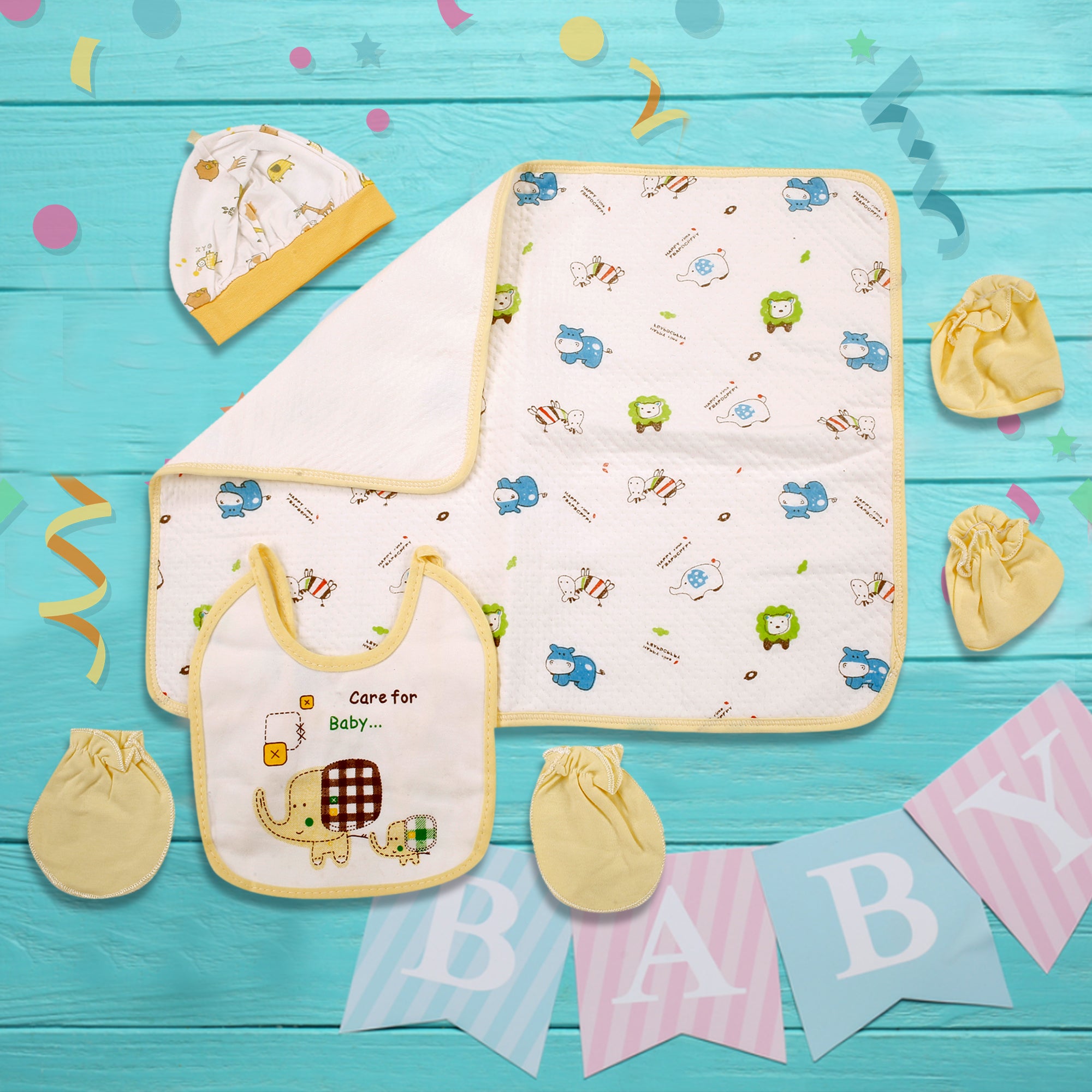Elephant Yellow 5 Piece Gift Set - Baby Moo