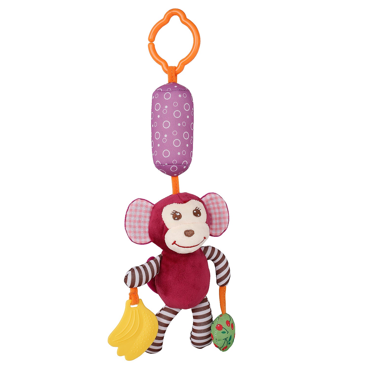 Monkey Maroon Hanging Toy / Wind Chime With Teether - Baby Moo