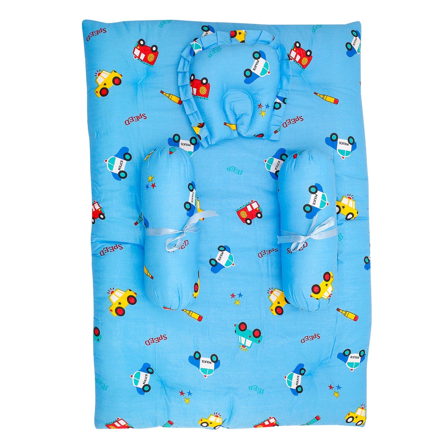 Mattress Set With Neck Pillow and Bolsters Catch Me If You Can Blue - Baby Moo