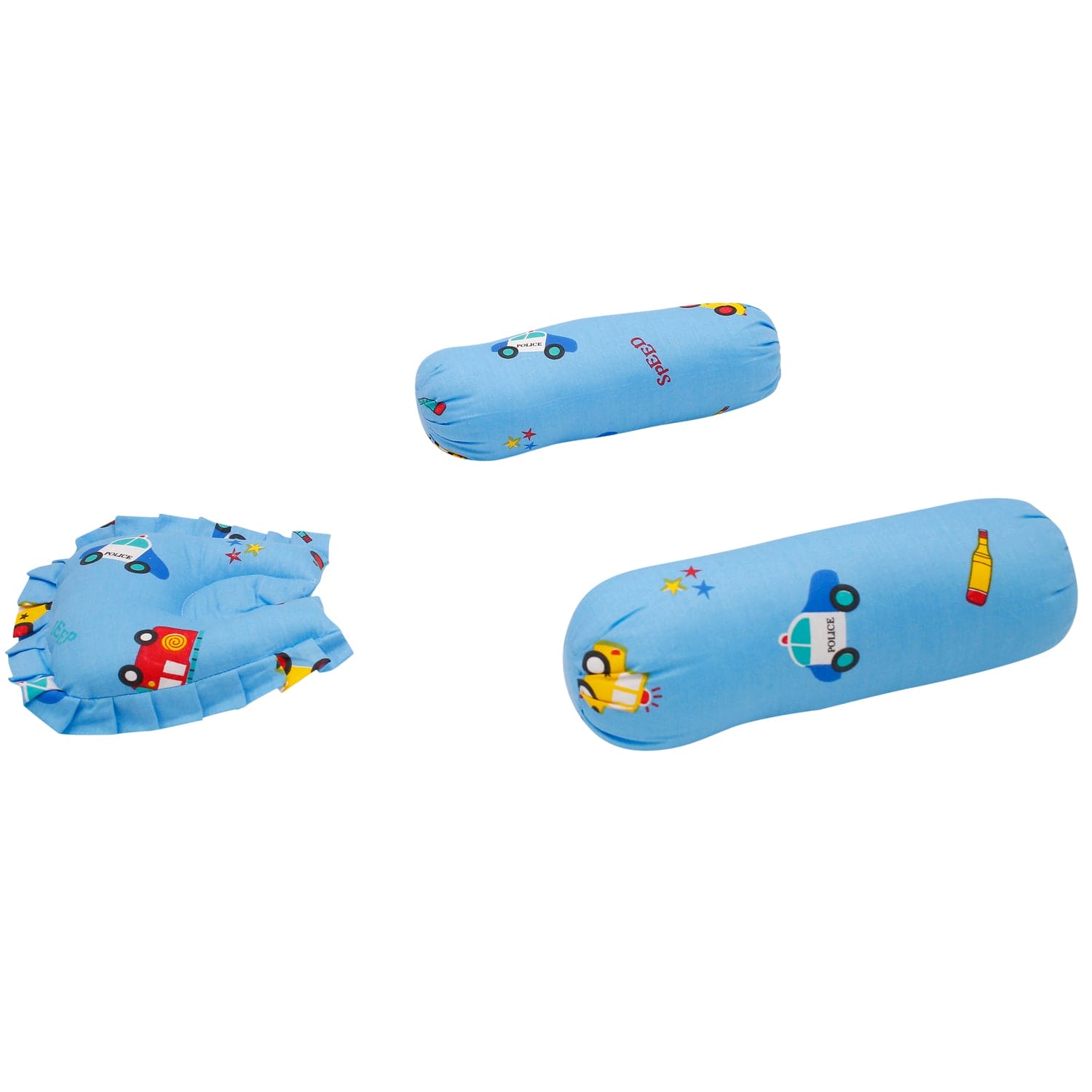 Mattress Set With Neck Pillow and Bolsters Catch Me If You Can Blue - Baby Moo