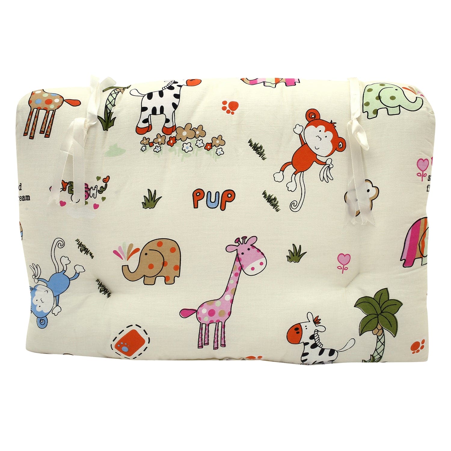 Mattress Set With Neck Pillow and Bolsters I Love Animals Cream - Baby Moo