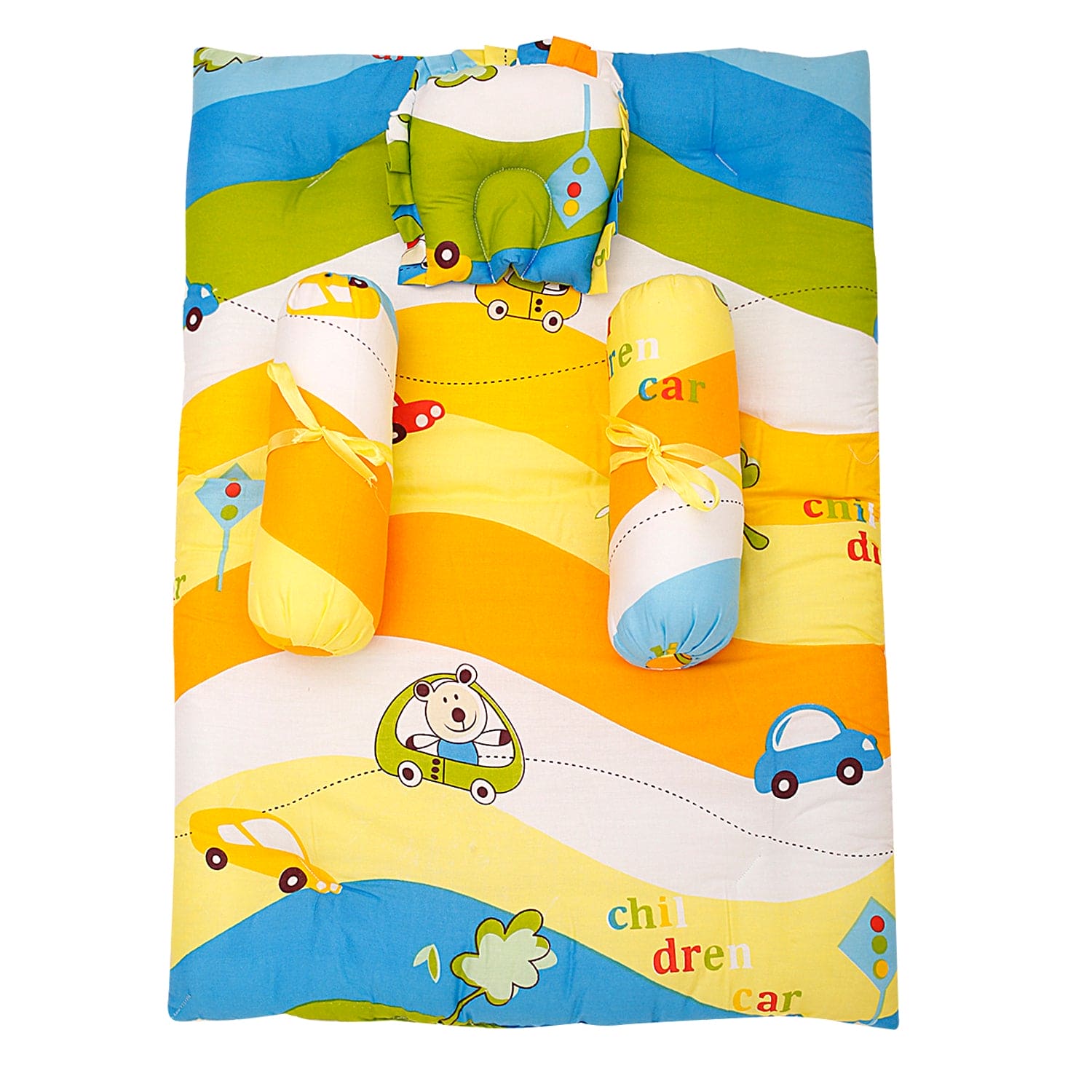Mattress Set With Neck Pillow and Bolsters Cruising In My Car Multicolour - Baby Moo