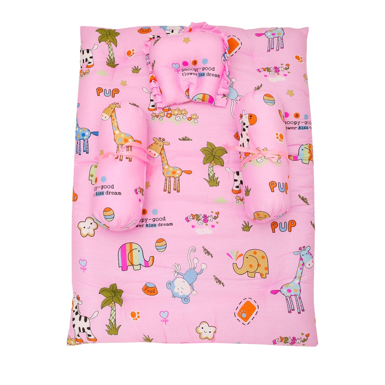 Mattress Set With Neck Pillow and Bolsters Savanna Ooh Na Na Pink - Baby Moo