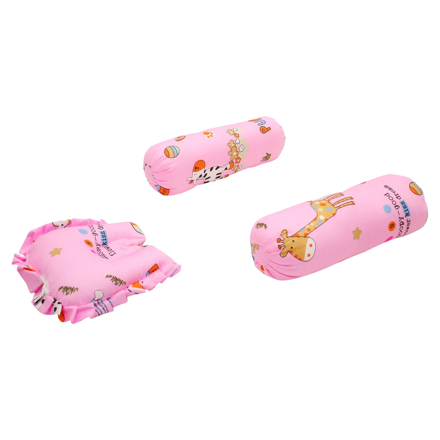 Mattress Set With Neck Pillow and Bolsters Savanna Ooh Na Na Pink - Baby Moo