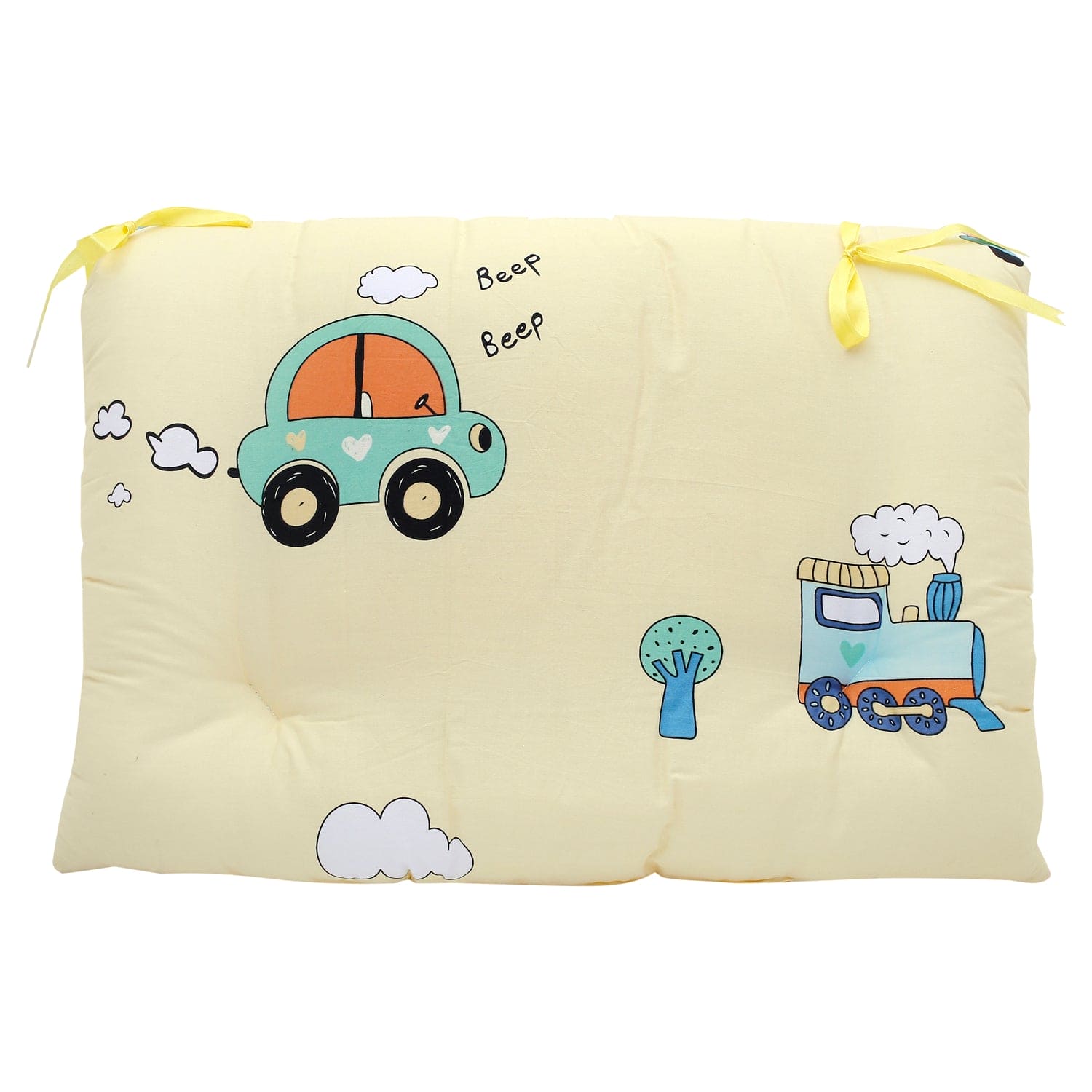 Mattress Set With Neck Pillow and Bolsters Vintage Ride Yellow - Baby Moo