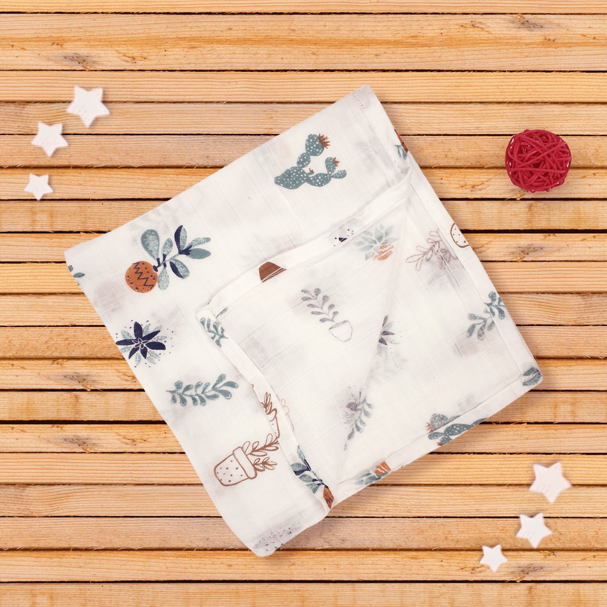 I Love Plants Green Muslin Swaddle - Baby Moo