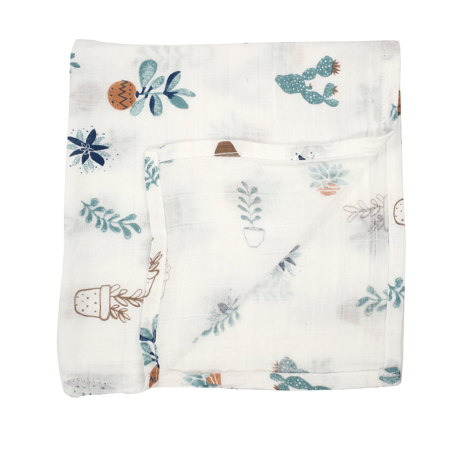 I Love Plants Green Muslin Swaddle - Baby Moo