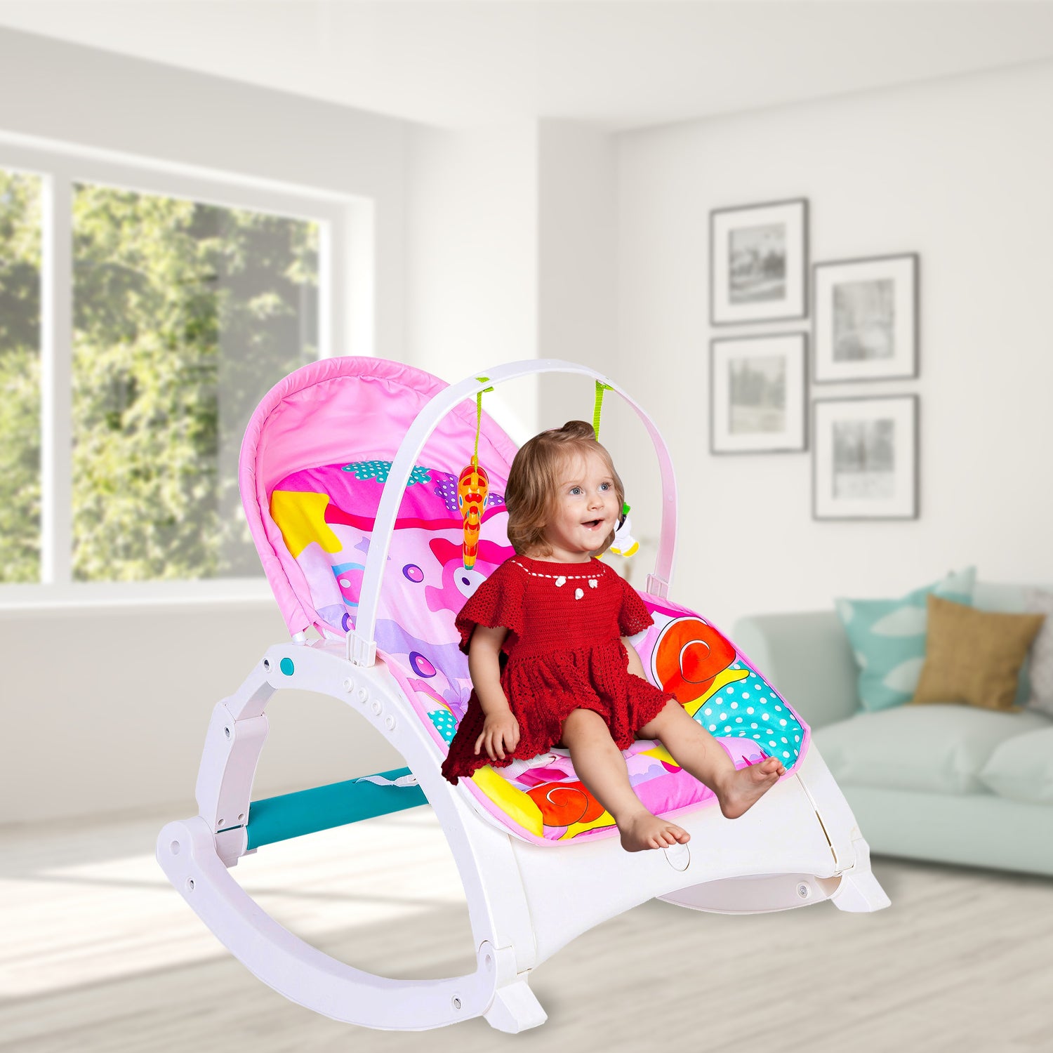 New Born To 18 Kg Baby Portable Rocker Pink - Baby Moo