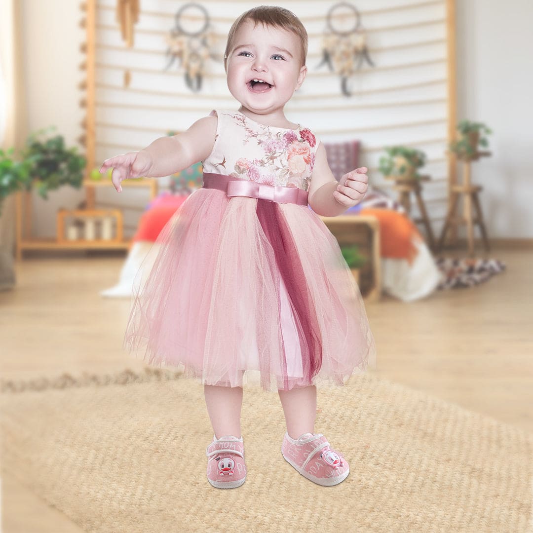 Non-slip Booties with Strap Kids Shoes Duck - Mauve - Baby Moo