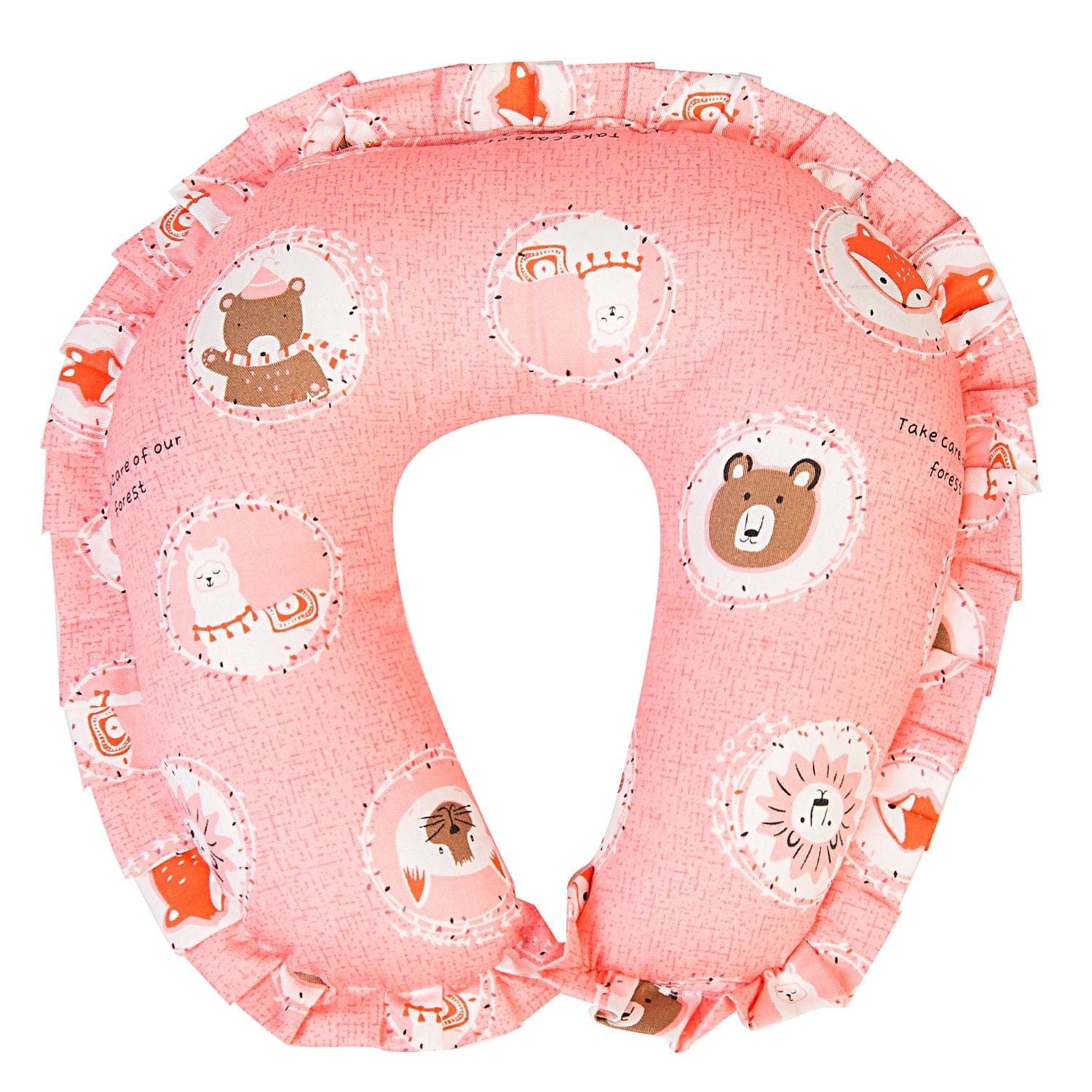 Forest Friends Peach Neck Support Pillow - Baby Moo