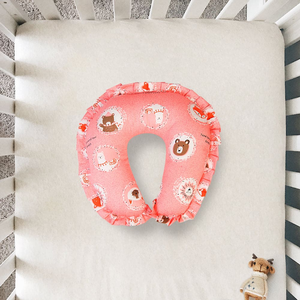 Forest Friends Peach Neck Support Pillow - Baby Moo