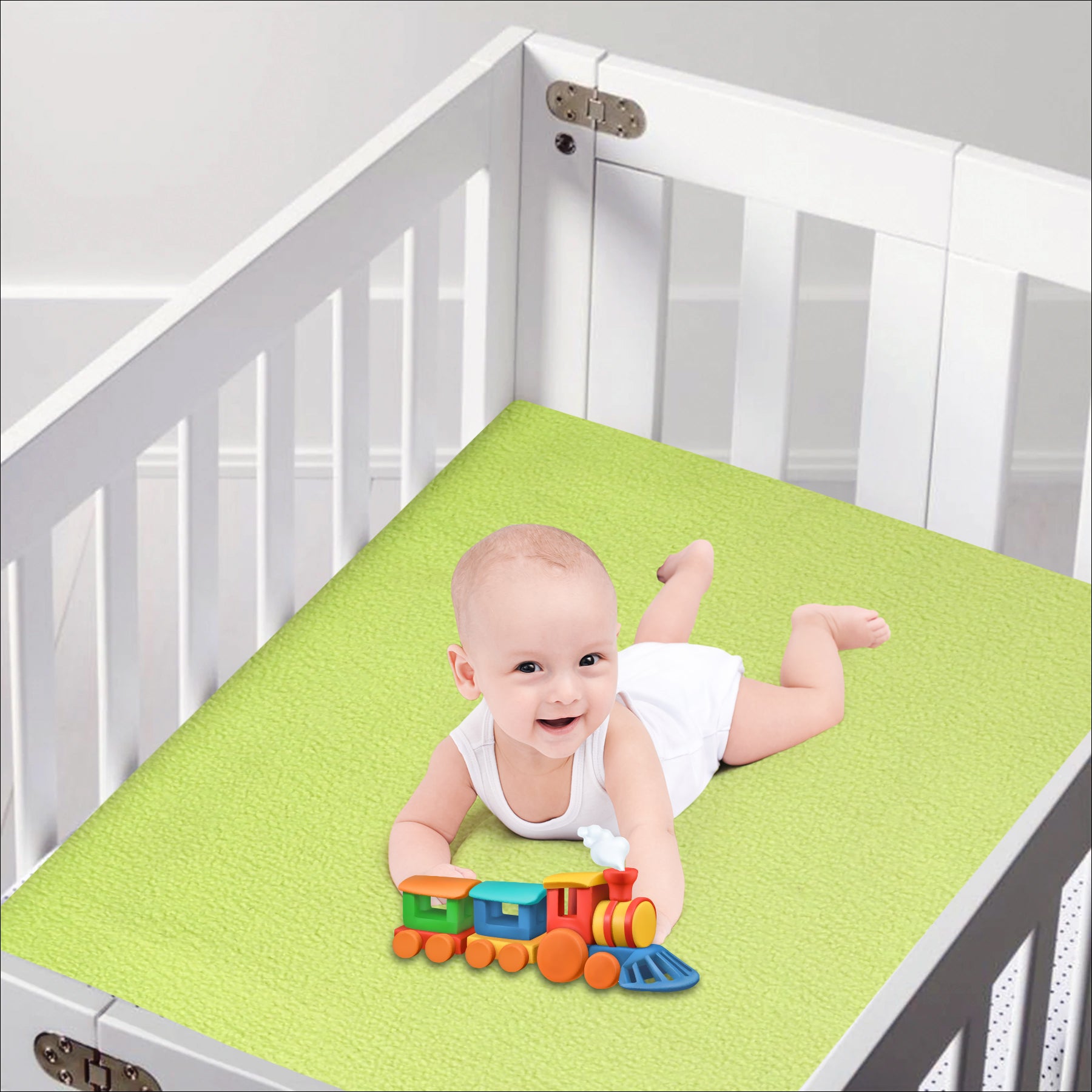 Plain Light Green Water-Resistant Bed Protector - 3 Sizes - Baby Moo