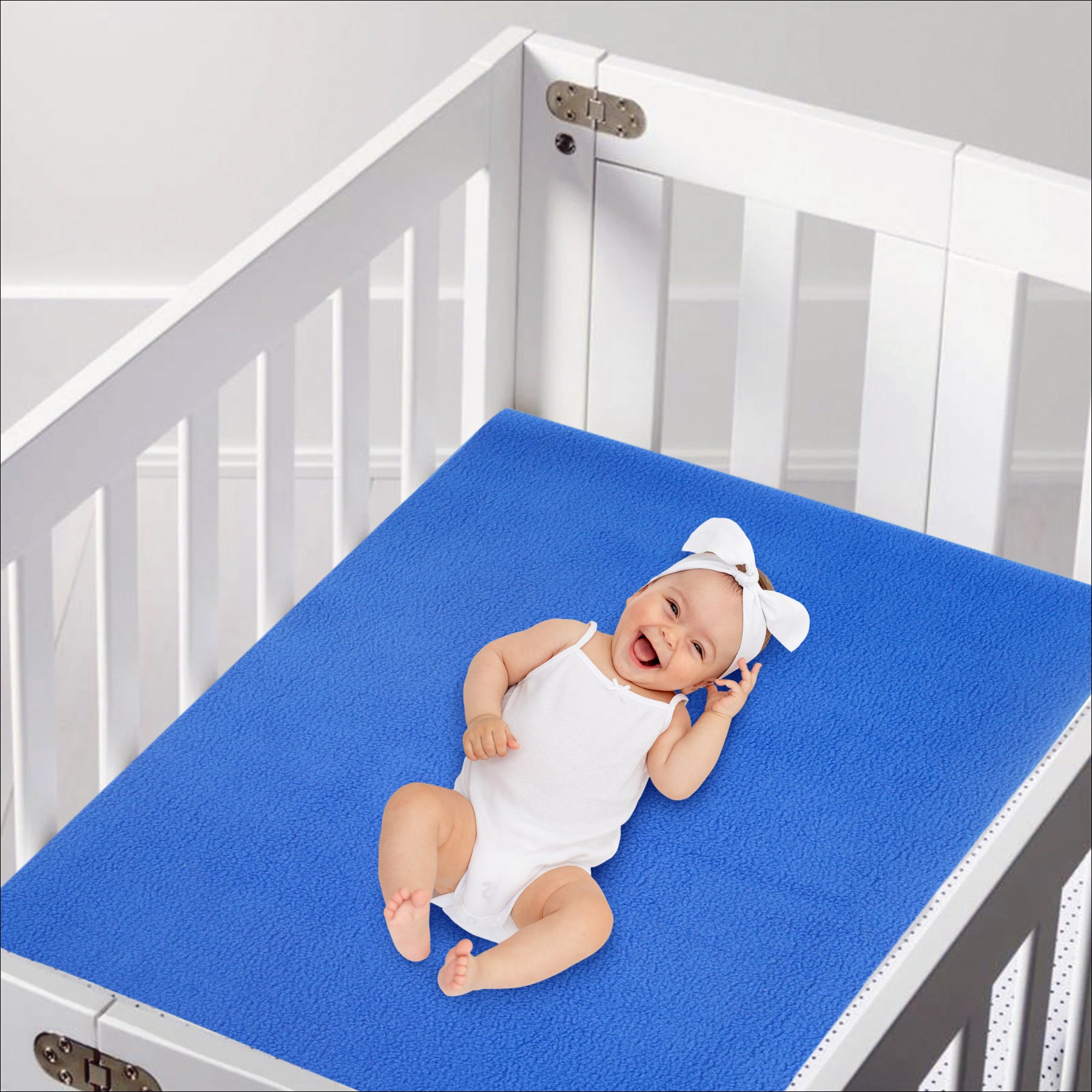Plain Royal Blue Water-Resistant Bed Protector - 3 Sizes - Baby Moo