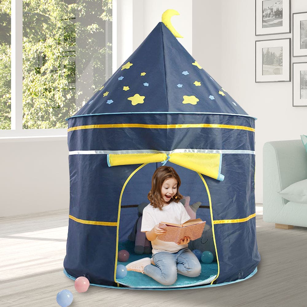 Baby Moo Playtime Foldable Tent House Moon And Stars Blue