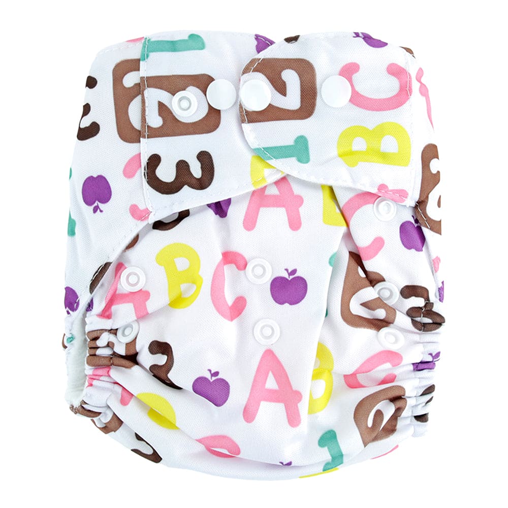 Alphabets & Numbers Pink Adjustable & Washable Diaper - Baby Moo