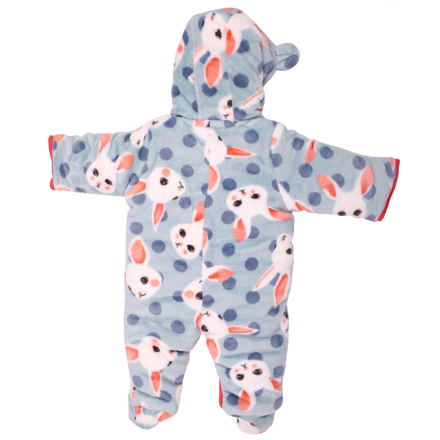 Fuzzy Bunny Blue Winter Quilted Hooded Romper - Baby Moo