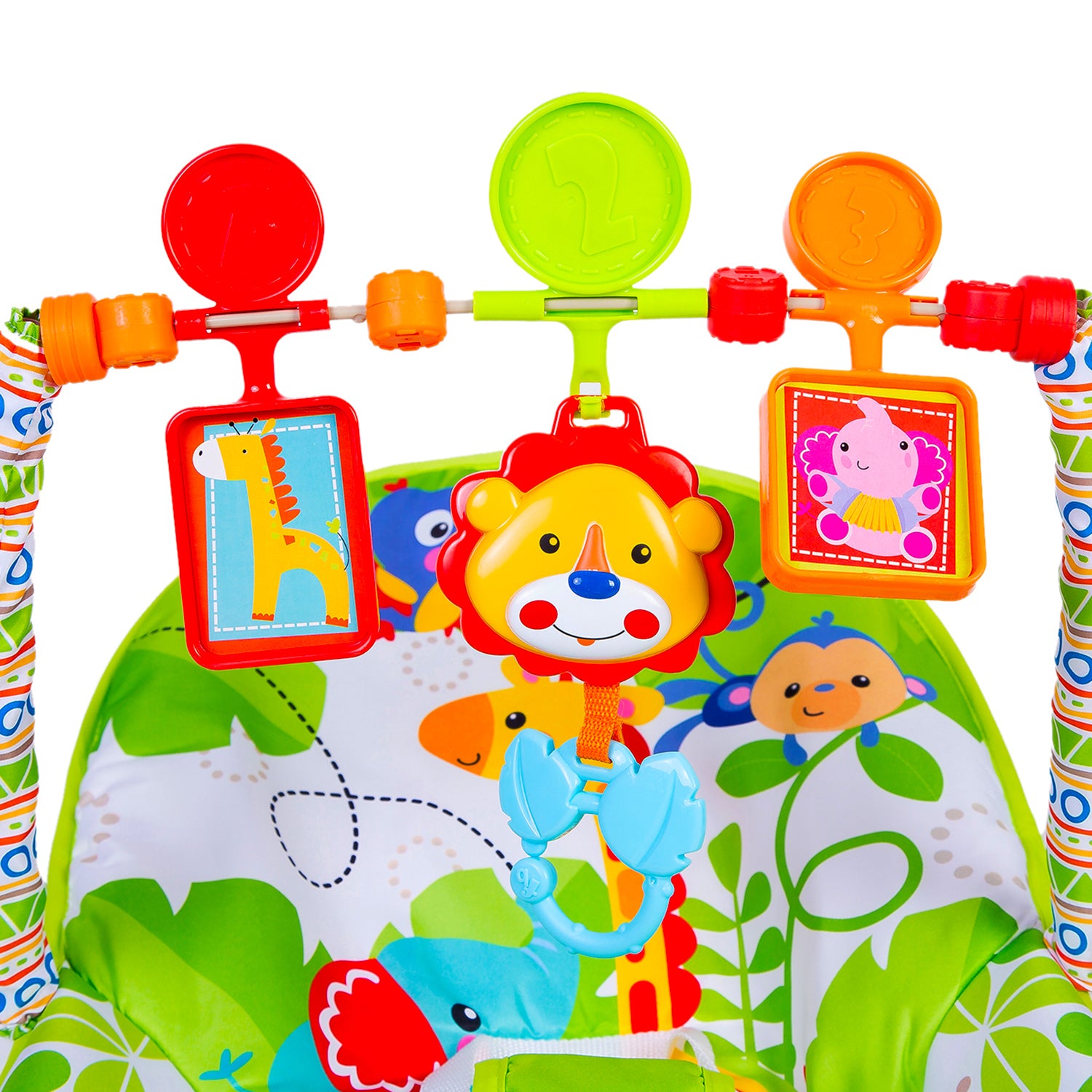 Newborn To Toddler Portable Rocker With Hanging Toys Jungle Green - Baby Moo