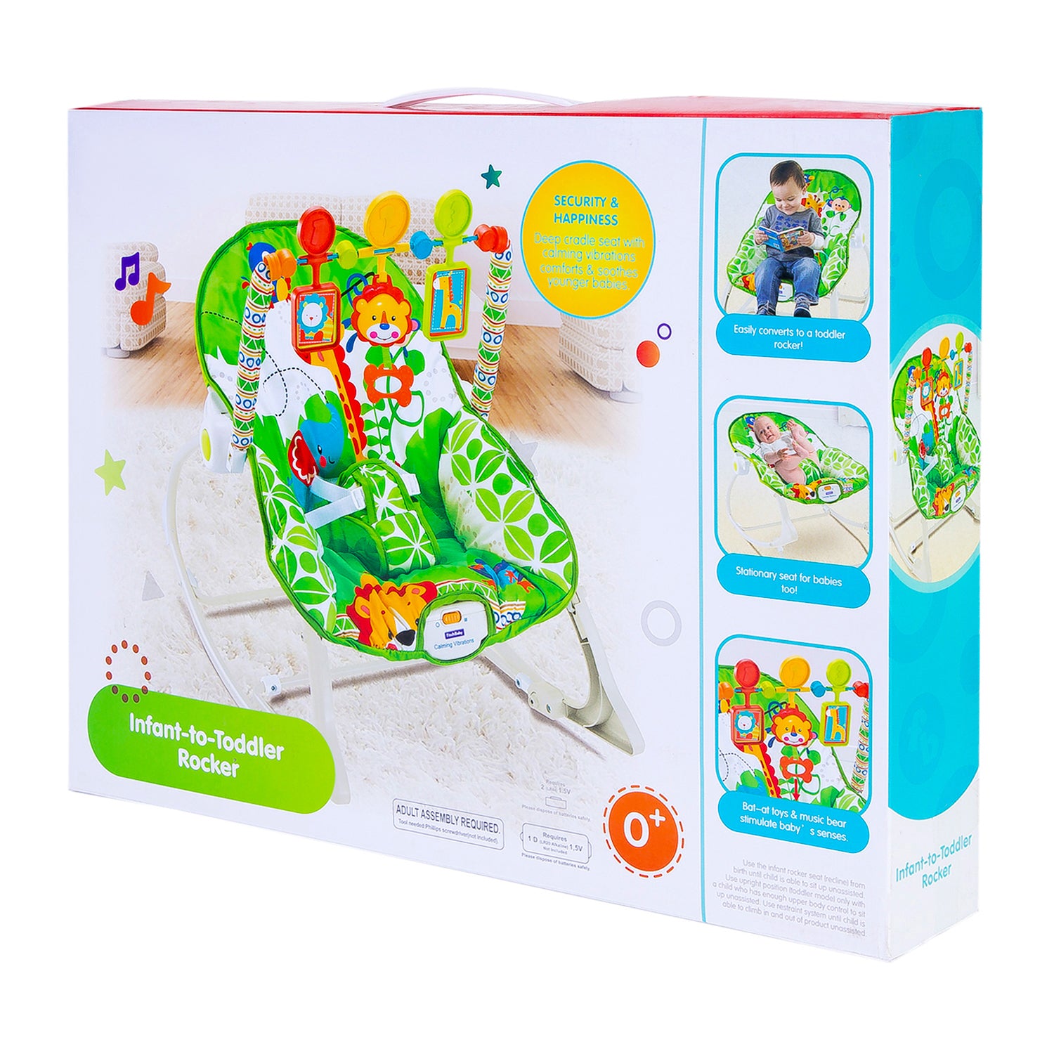 Newborn To Toddler Portable Rocker With Hanging Toys Jungle Green - Baby Moo
