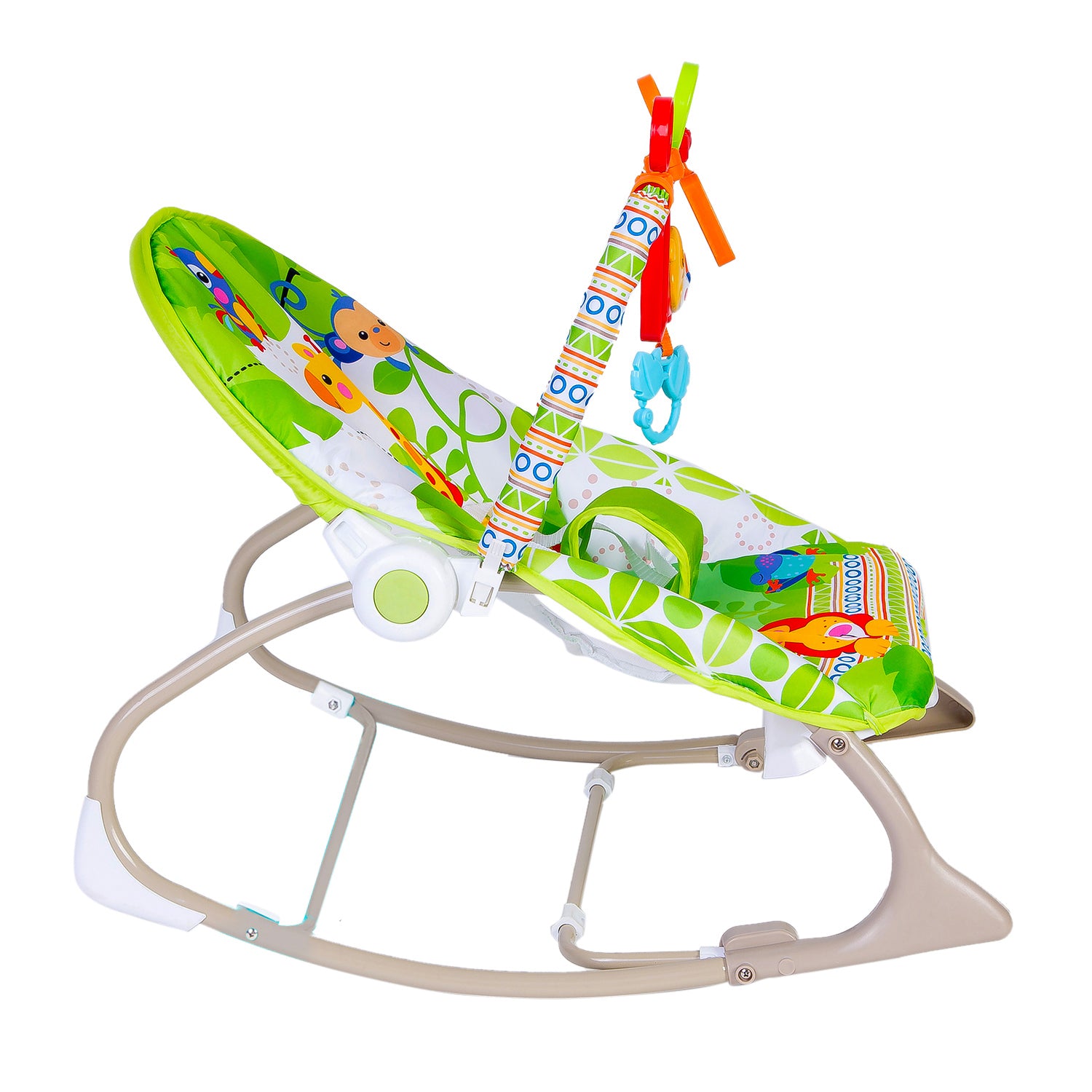 Newborn To Toddler Portable Rocker With Hanging Toys Jungle Green - Baby Moo