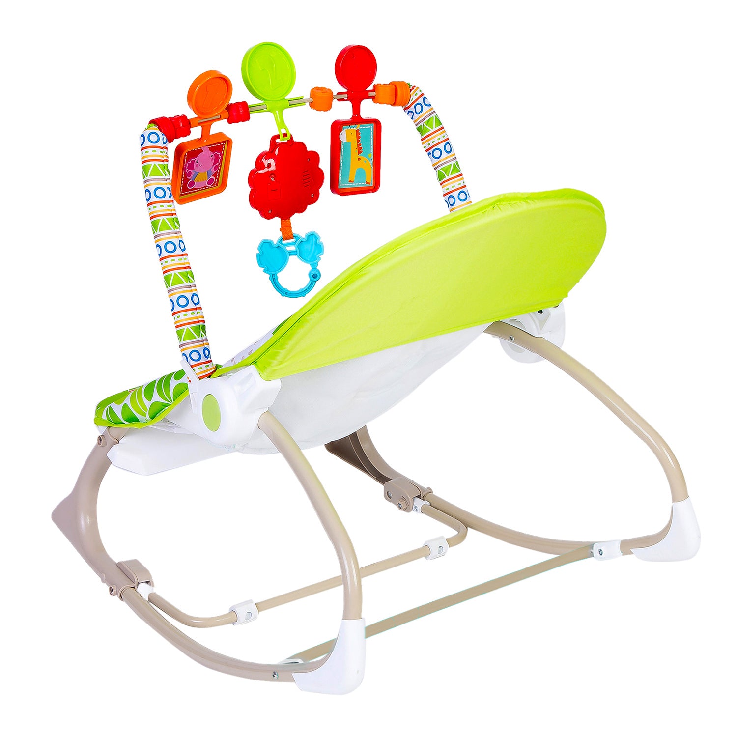 Newborn To Toddler Portable Rocker With Hanging Toys Jungle Green - Baby Moo