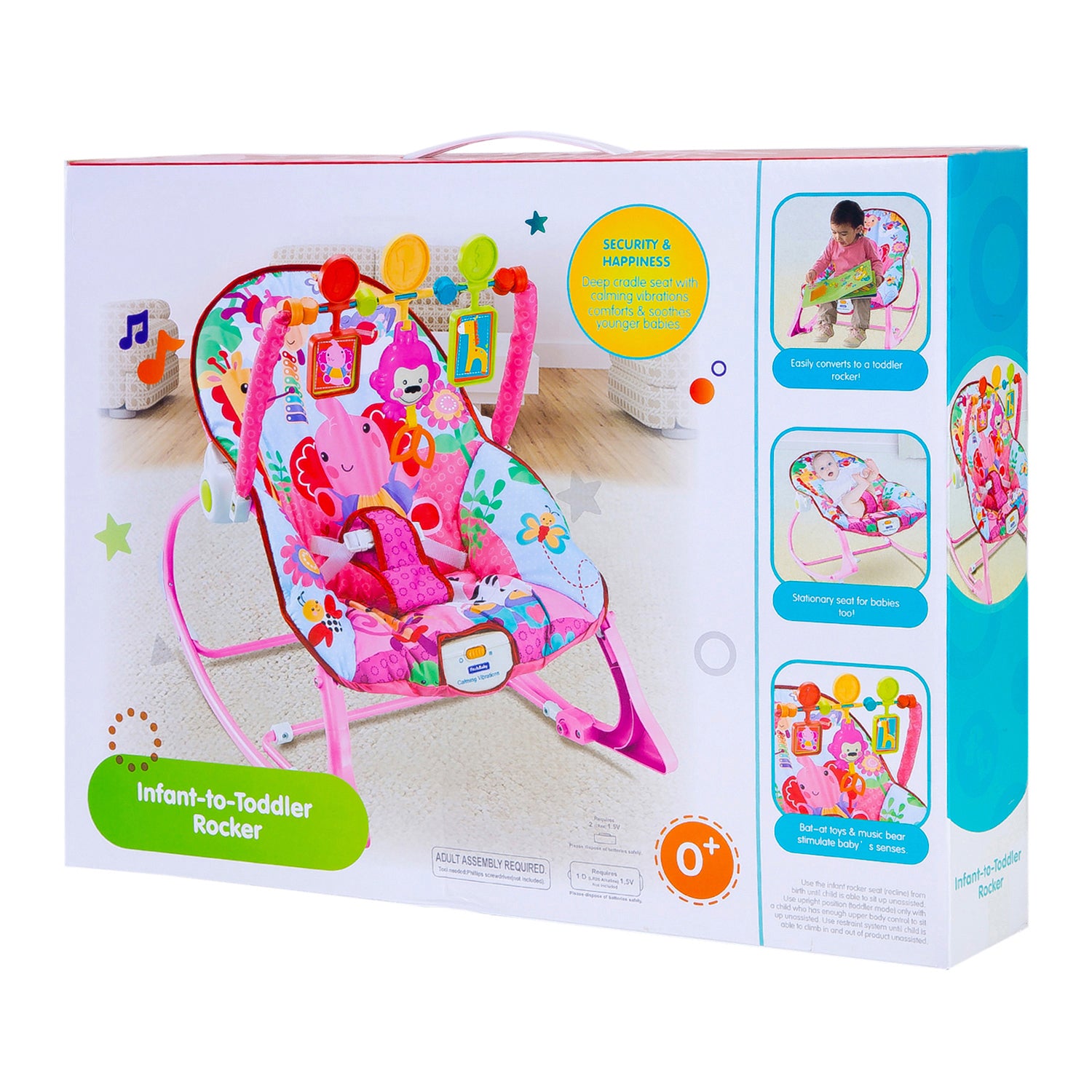 Infant To Toddler Happy Baby Bouncer With Hanging Toys Pink - Baby Moo