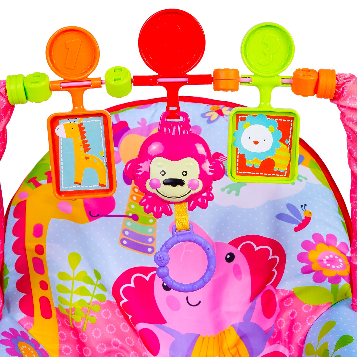 Infant To Toddler Happy Baby Bouncer With Hanging Toys Pink - Baby Moo