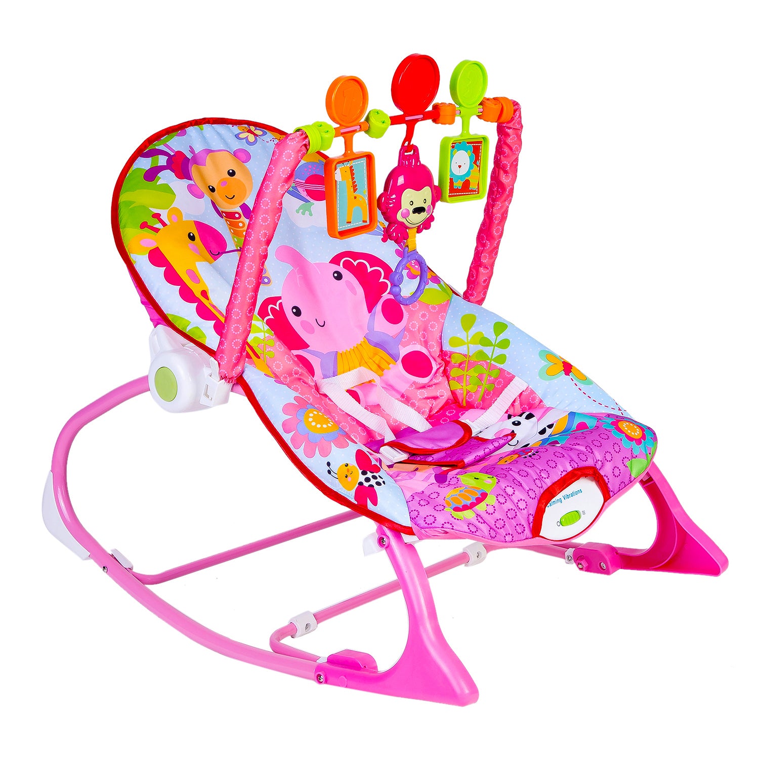 Infant To Toddler Happy Baby Bouncer With Hanging Toys Pink - Baby Moo