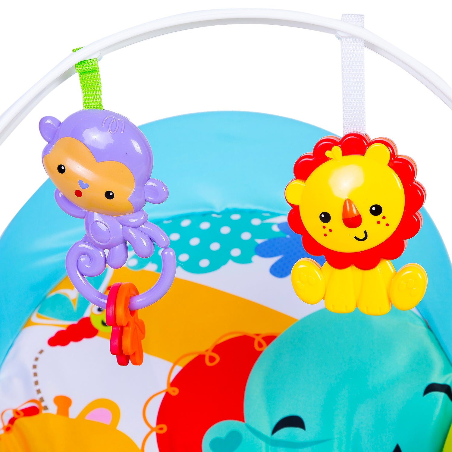 Newborn To Toddler Happy Baby Bouncer With Hanging Toys Green - Baby Moo