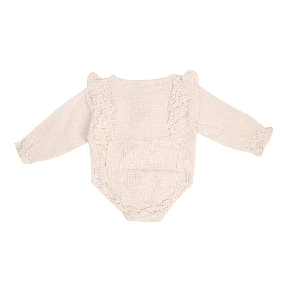 Plain Full Sleeve Cream Piece Romper - Main Image