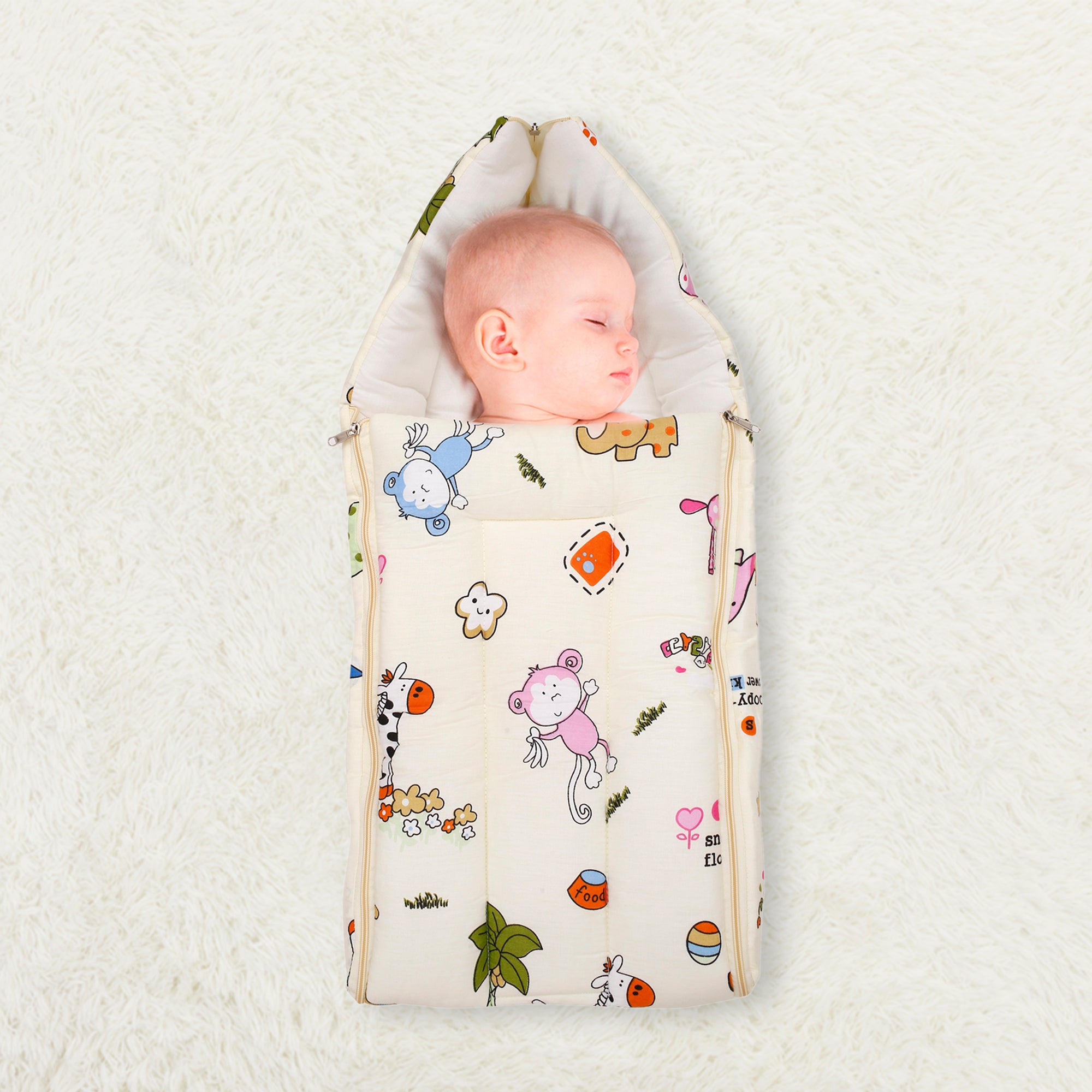 Sleeping Bag I Love Animals Cream - Baby Moo