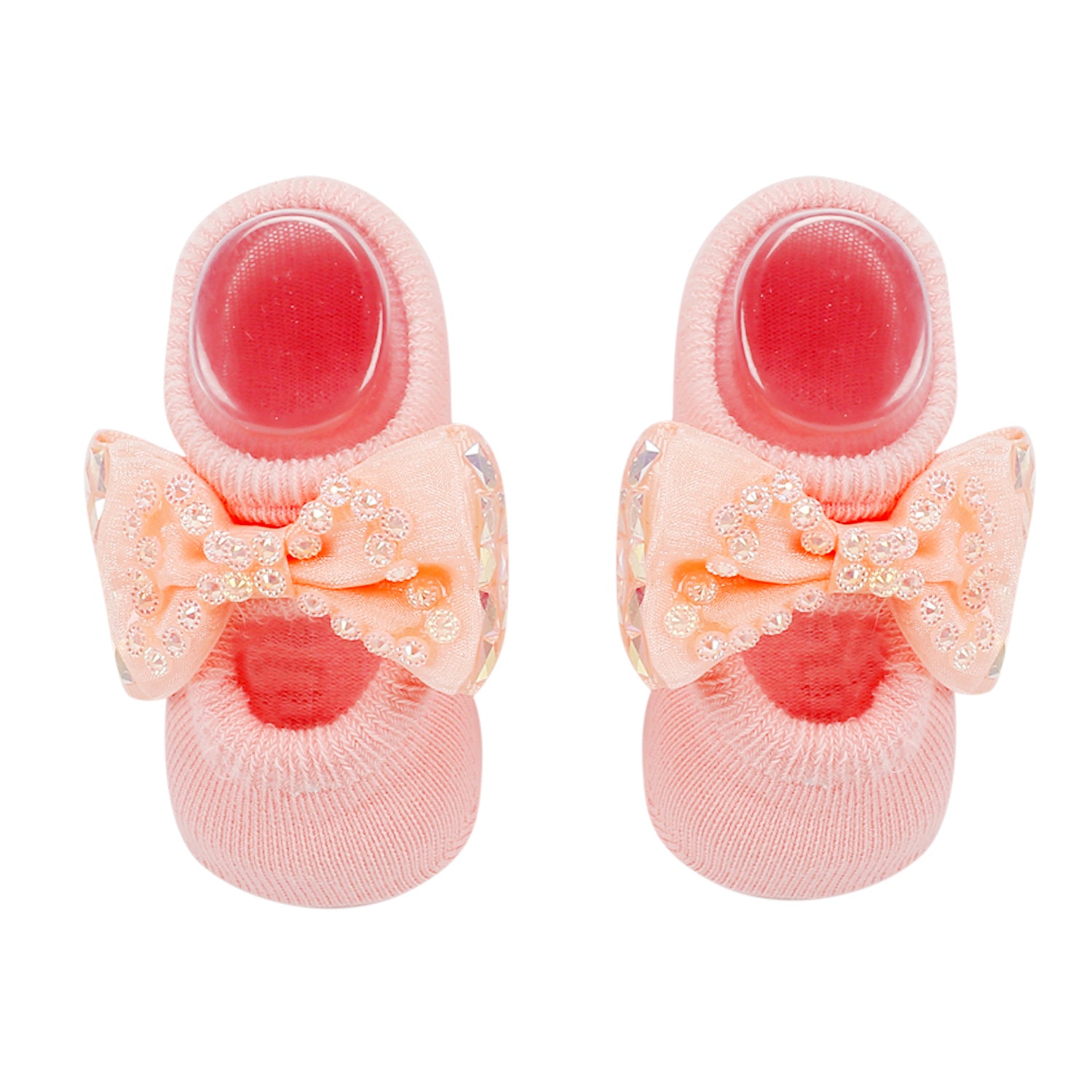 Bedazzled Peach Headband And Socks Set - Baby Moo
